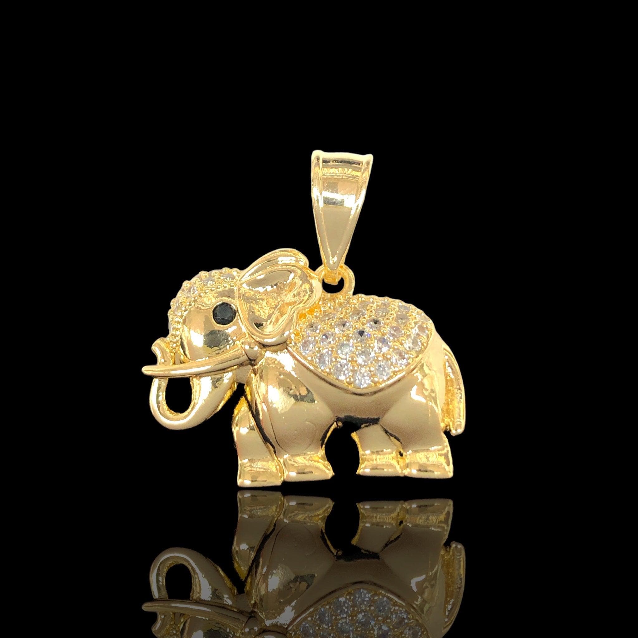 Oro Laminado Gold Filled Royal Elephant Zirconia Pendant