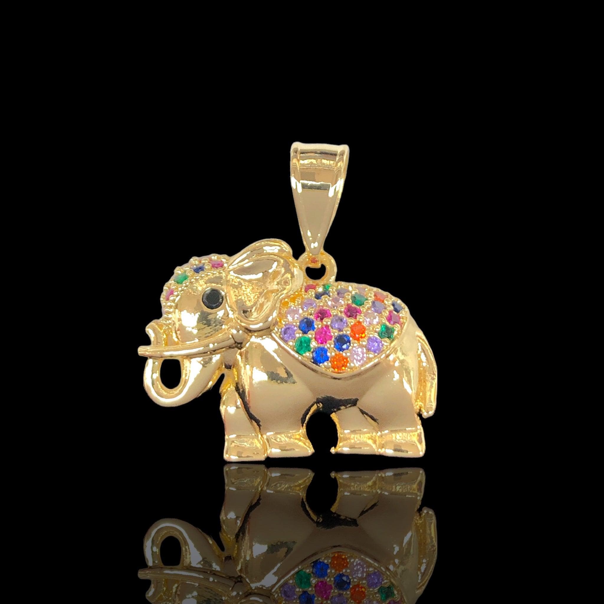 Oro Laminado Gold Filled Royal Elephant Zirconia Pendant