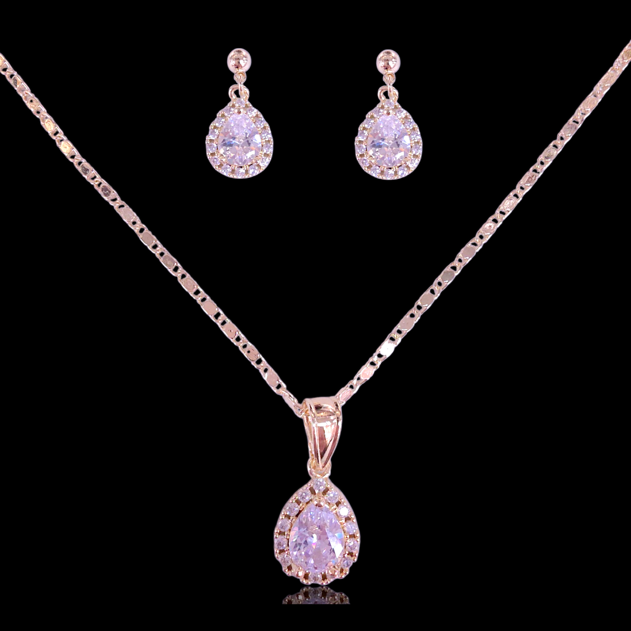 Oro Laminado Gold Filled Royal Princess Pear Zirconia Set