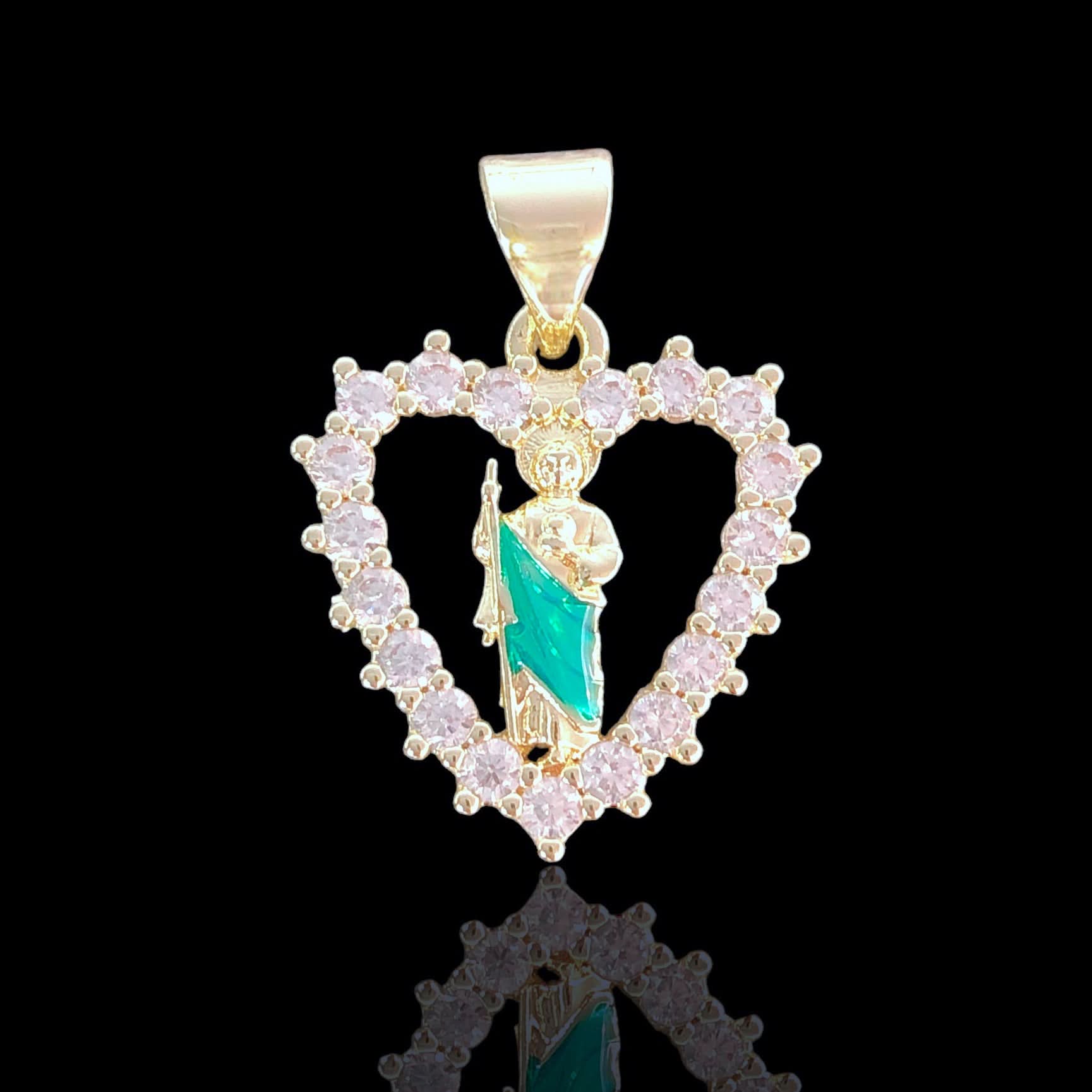 Oro Laminado Gold Filled Sacred Heart San Judas Pendant