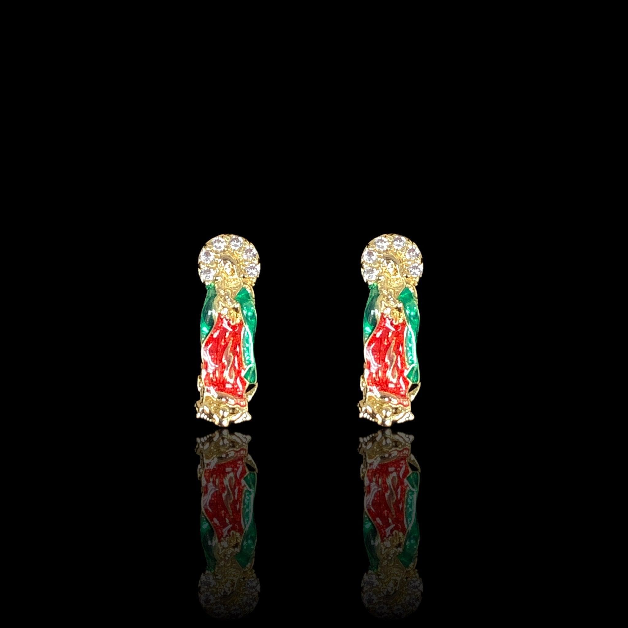 Oro Laminado Gold Filled Saint Guadalupe Stud Earrings