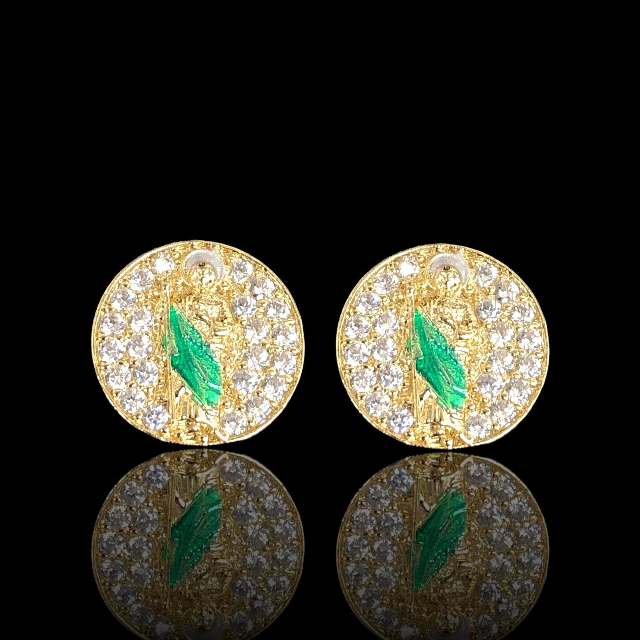 Oro Laminado Gold Filled Saint Jude CZ Stud Earrings