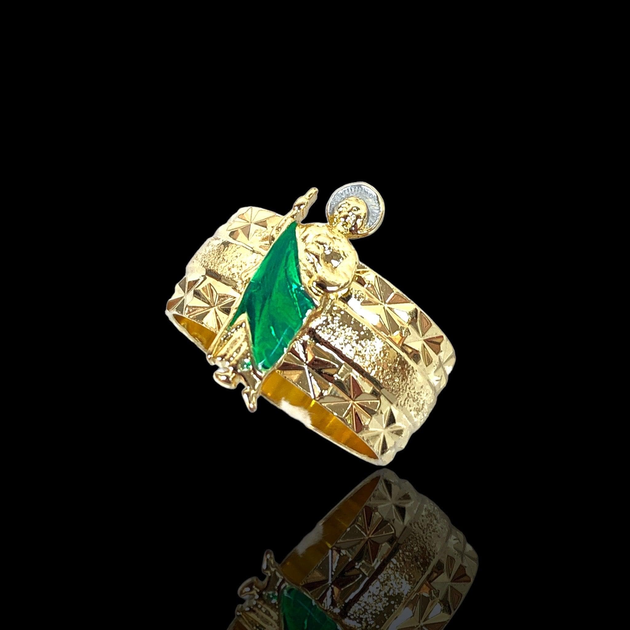 Oro Laminado Gold Filled Saint Jude San Judas Filigree Ring