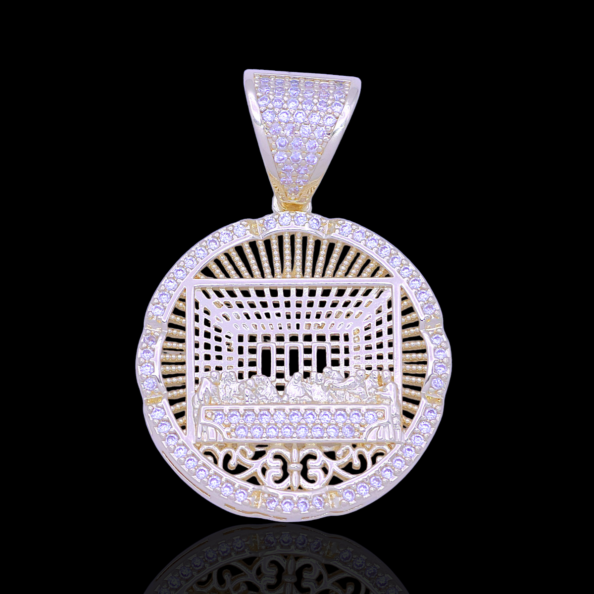 Oro Laminado Gold Filled Saints Graceful Last Supper Pendant