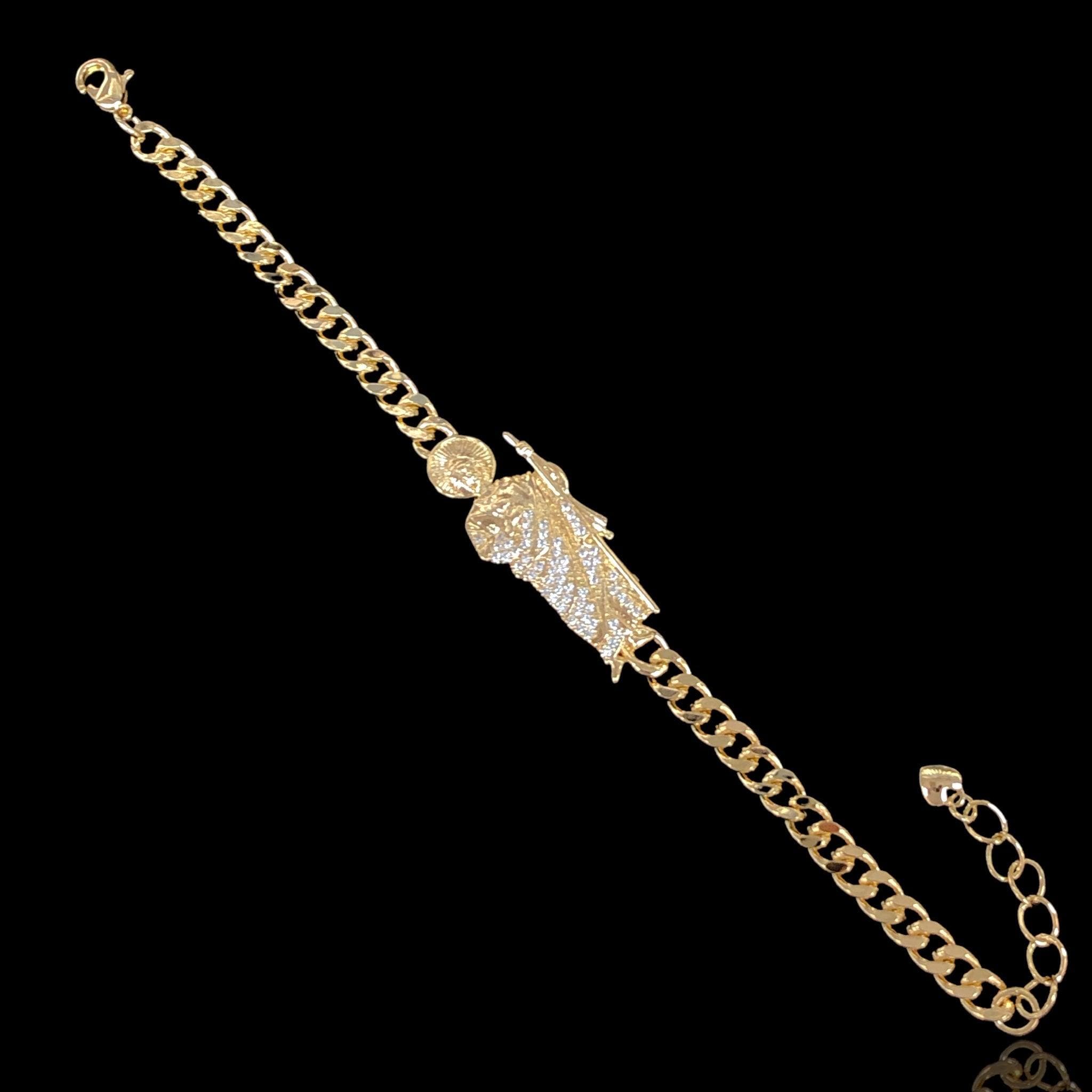 Oro Laminado Gold Filled San Judas Miami Cuban Bracelet