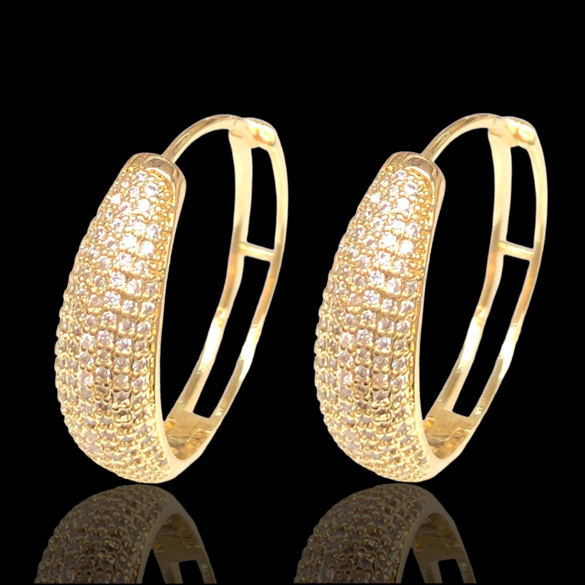 Oro Laminado Gold Filled Shining Cloud CZ Hoop Earrings