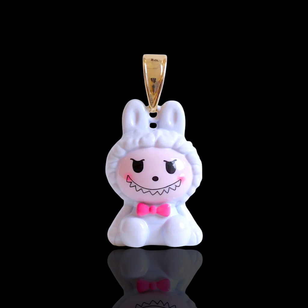 Oro Laminado Gold Filled Snow White Fufu Monster Pendant