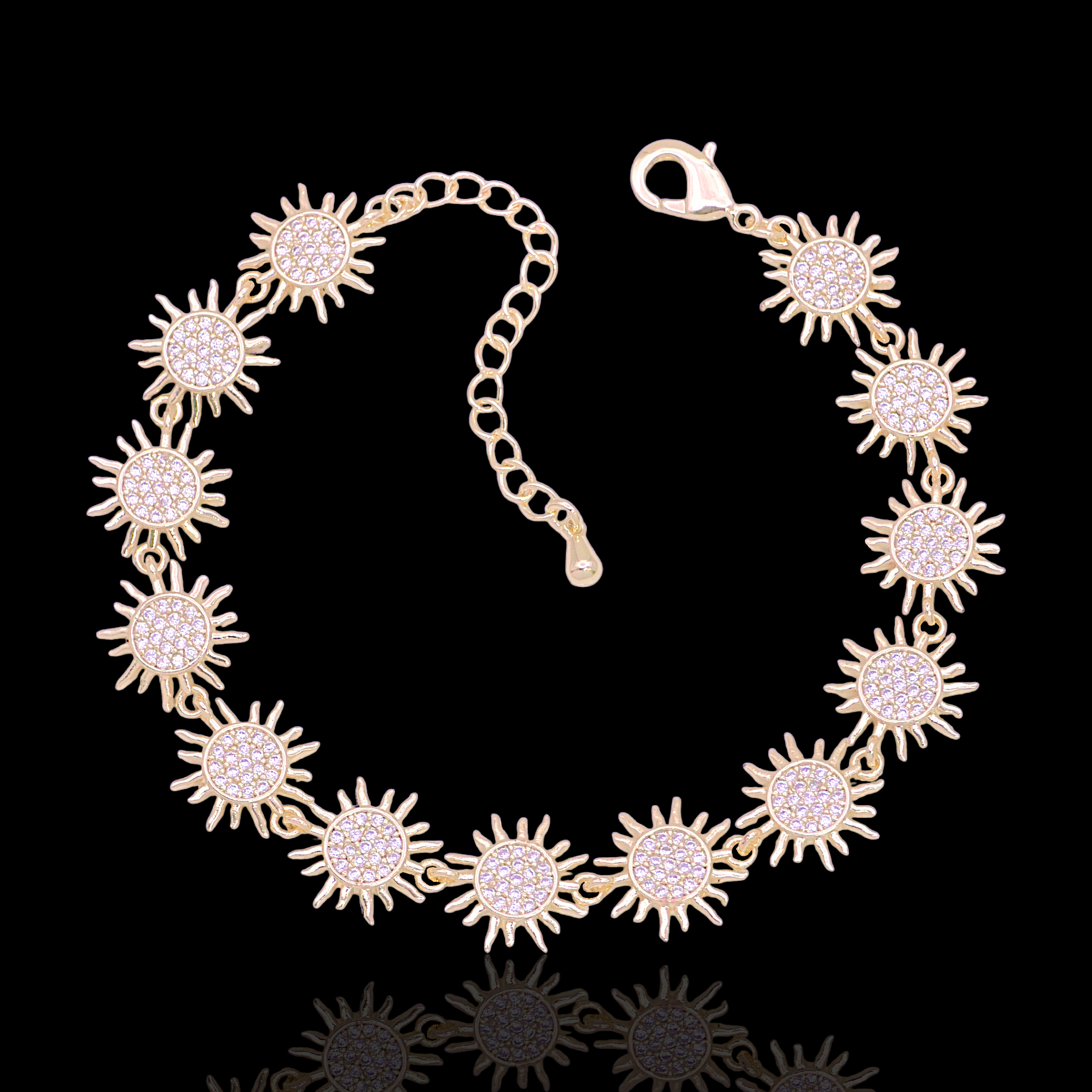 Oro Laminado Gold Filled Solar Flare Pave CZ Bracelet