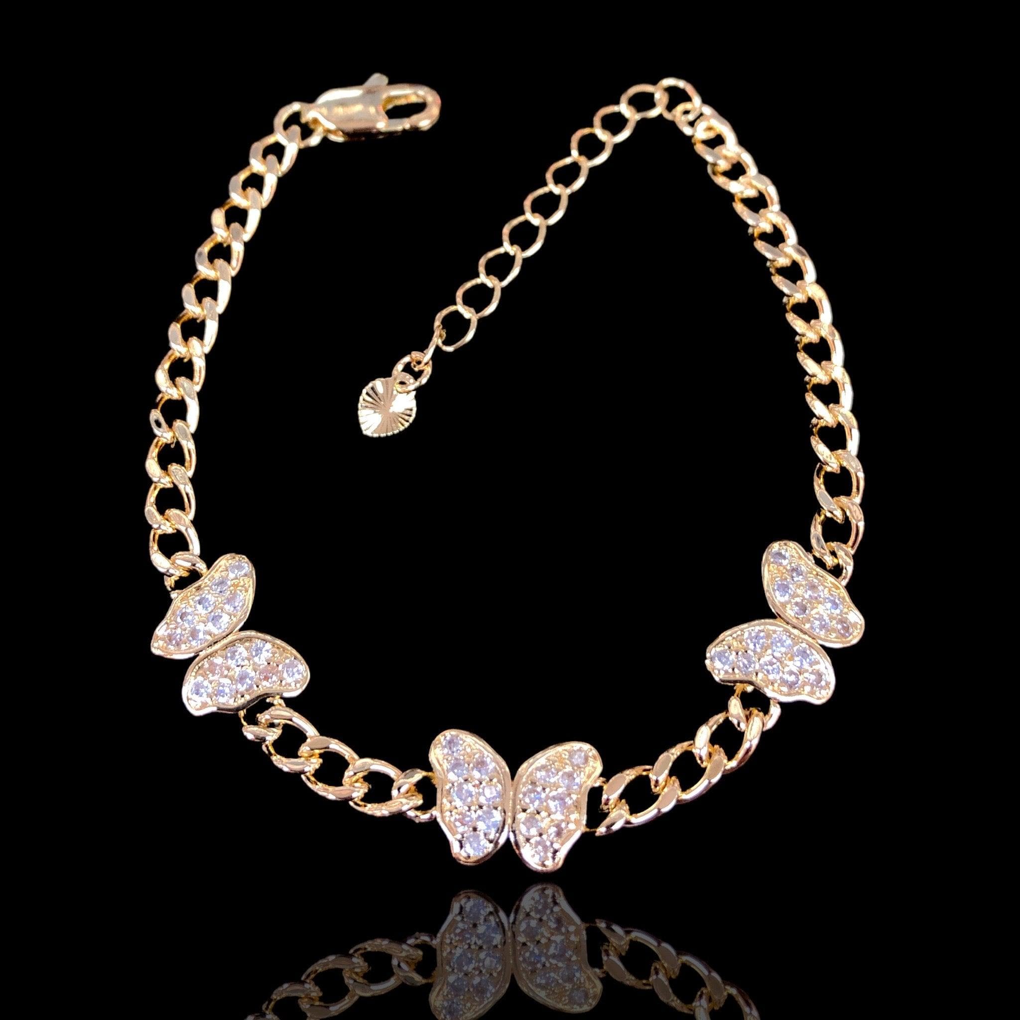 Oro Laminado Gold Filled Sparkling Butterfly Bracelet (PACK OF 6)