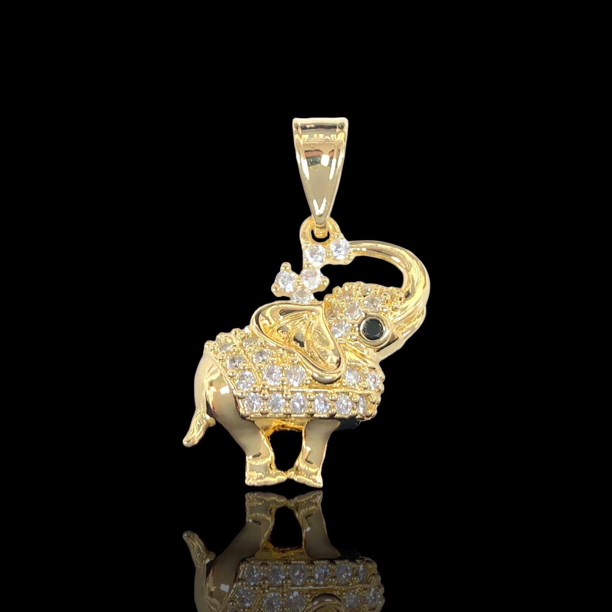 Oro Laminado Gold Filled Splashing Elephant Zirconia Pendant