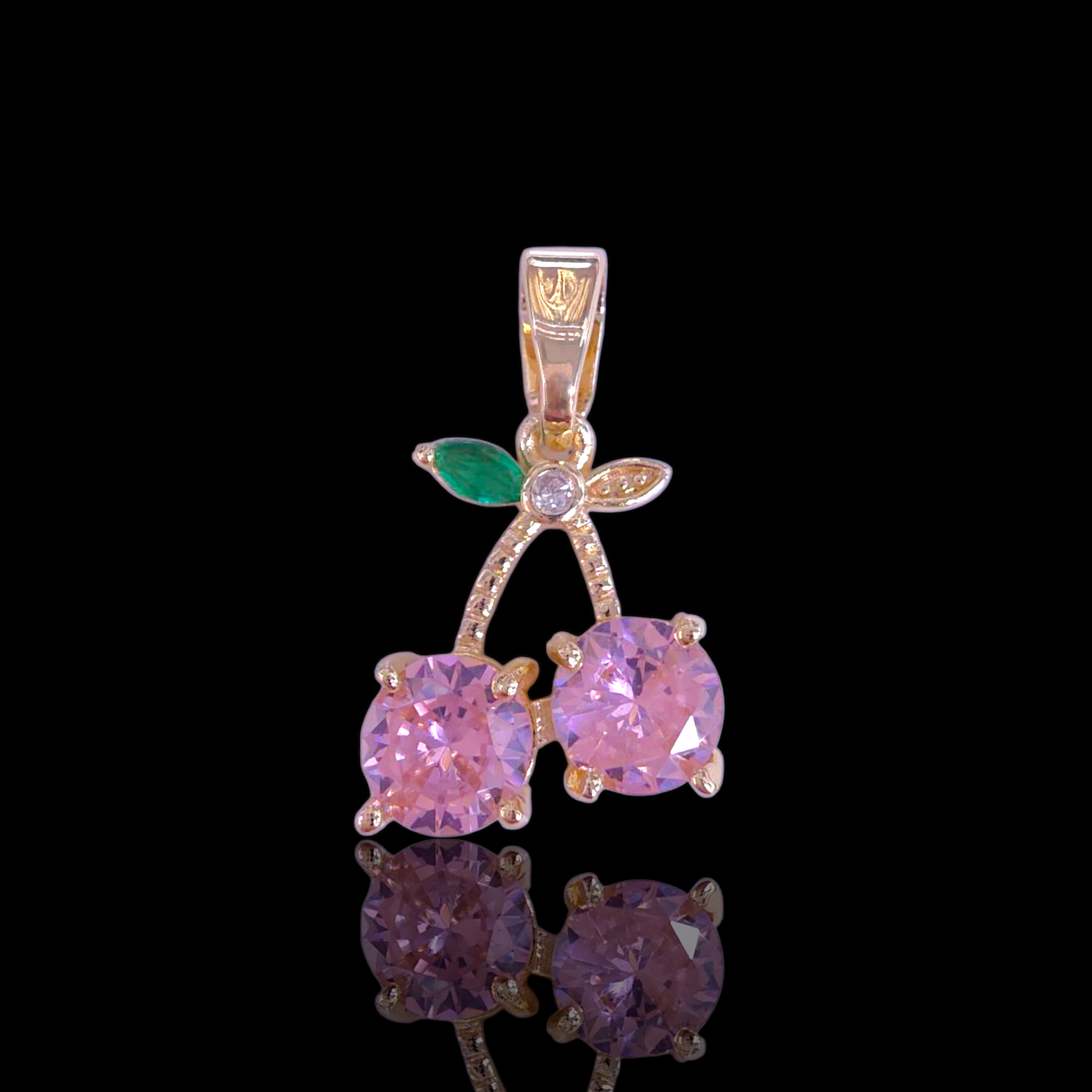 Oro Laminado Gold Filled Summer Fruity Cherry Pendant