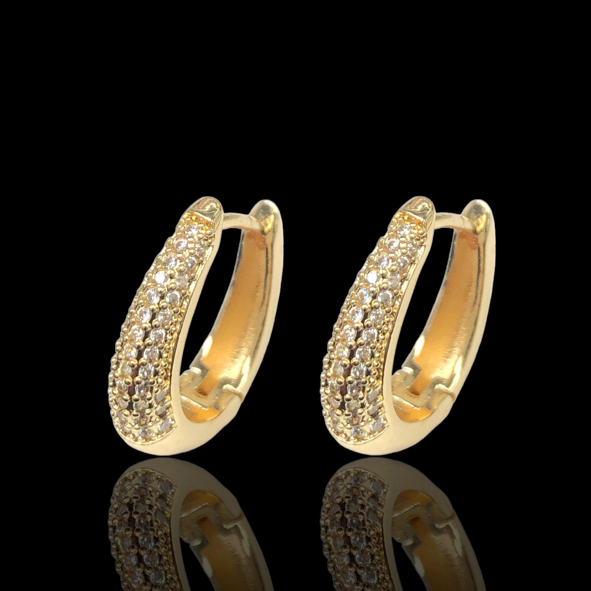 Oro Laminado Gold Filled Tapered CZ Hoop Earrings