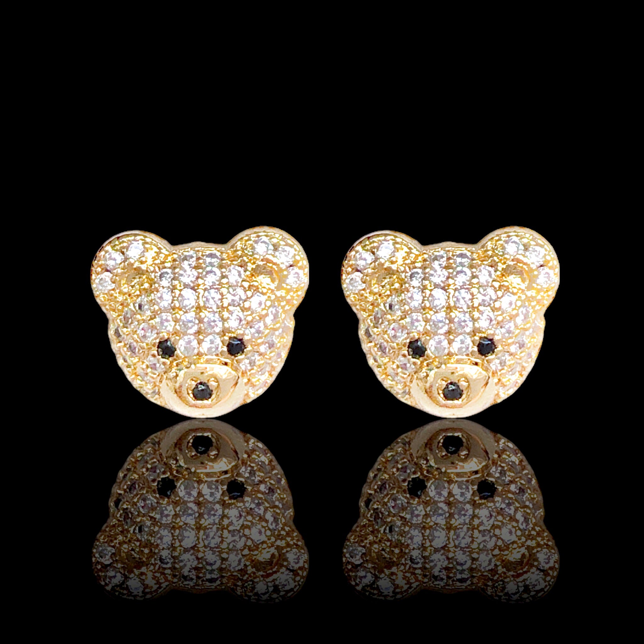 Oro Laminado Gold Filled Teddy Bear Stud Earrings