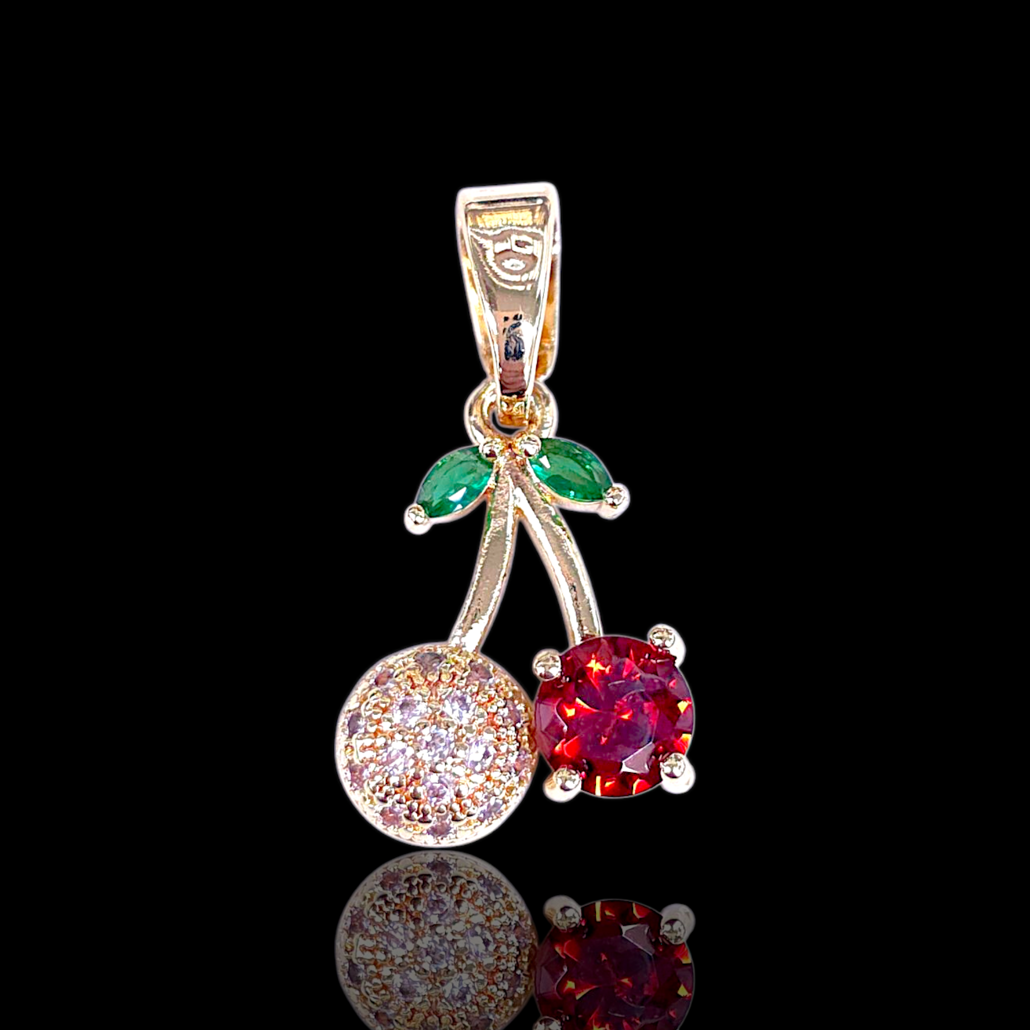 Oro Laminado Gold Filled Tropical Cherry CZ Pendant