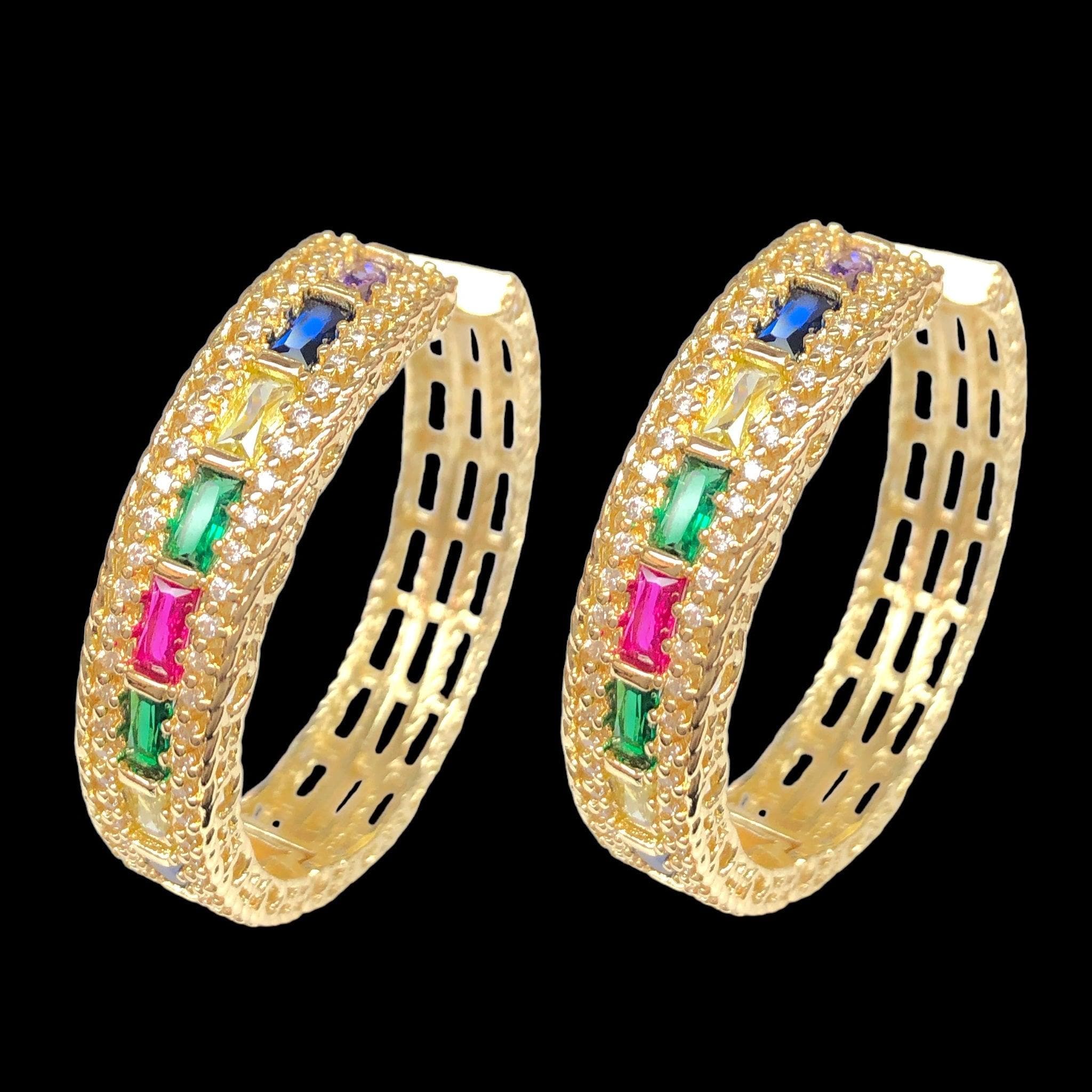 Oro Laminado Gold Filled Turin Royal CZ Hoop Earrings