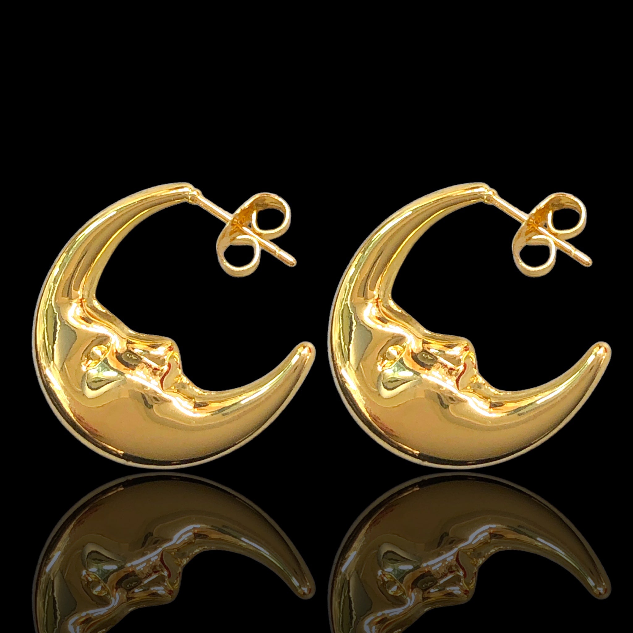 Oro Laminado Gold Filled Twilight Lunar Hoop Earrings