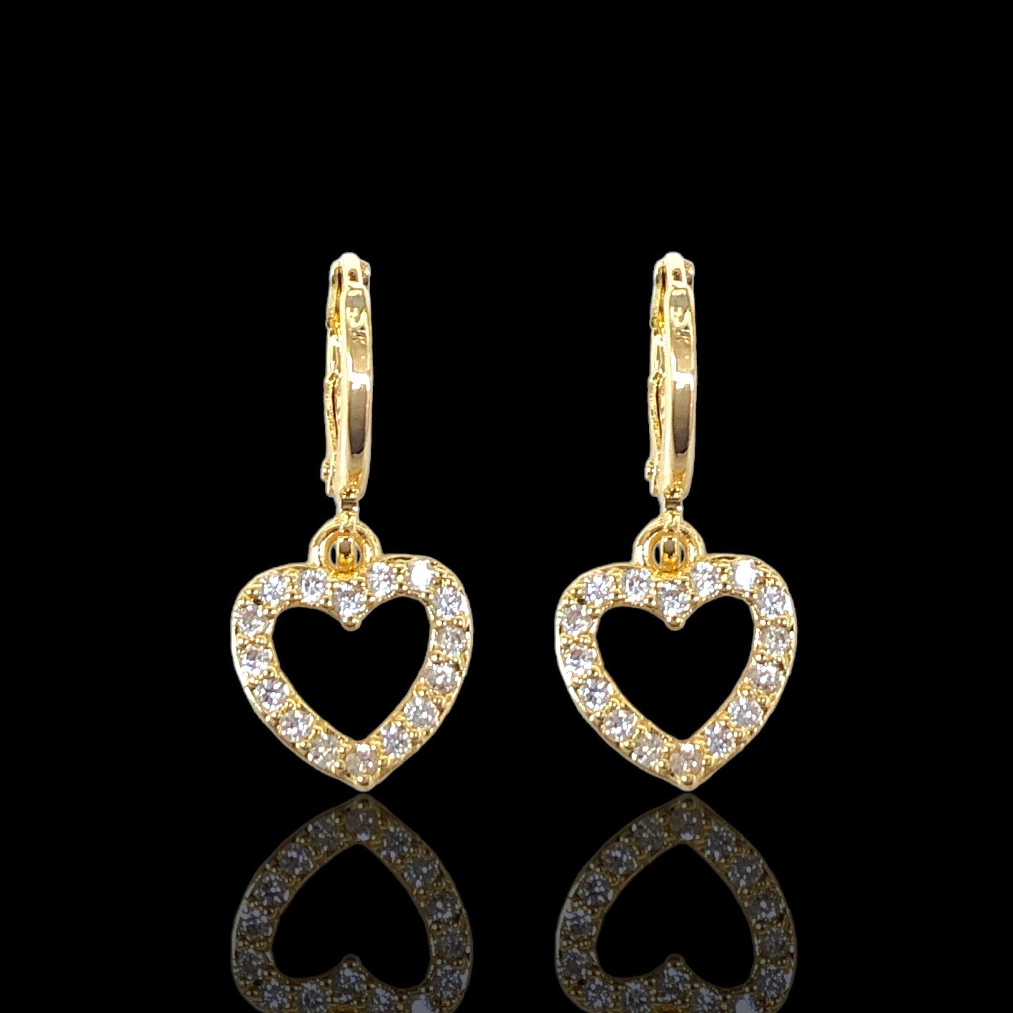 Oro Laminado Gold Filled Twin Heart Dangle Earrings