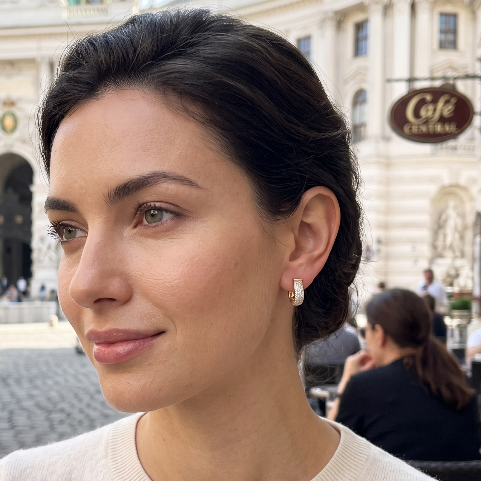 Oro Laminado Gold Filled U-Shape Micro Pave CZ Earrings