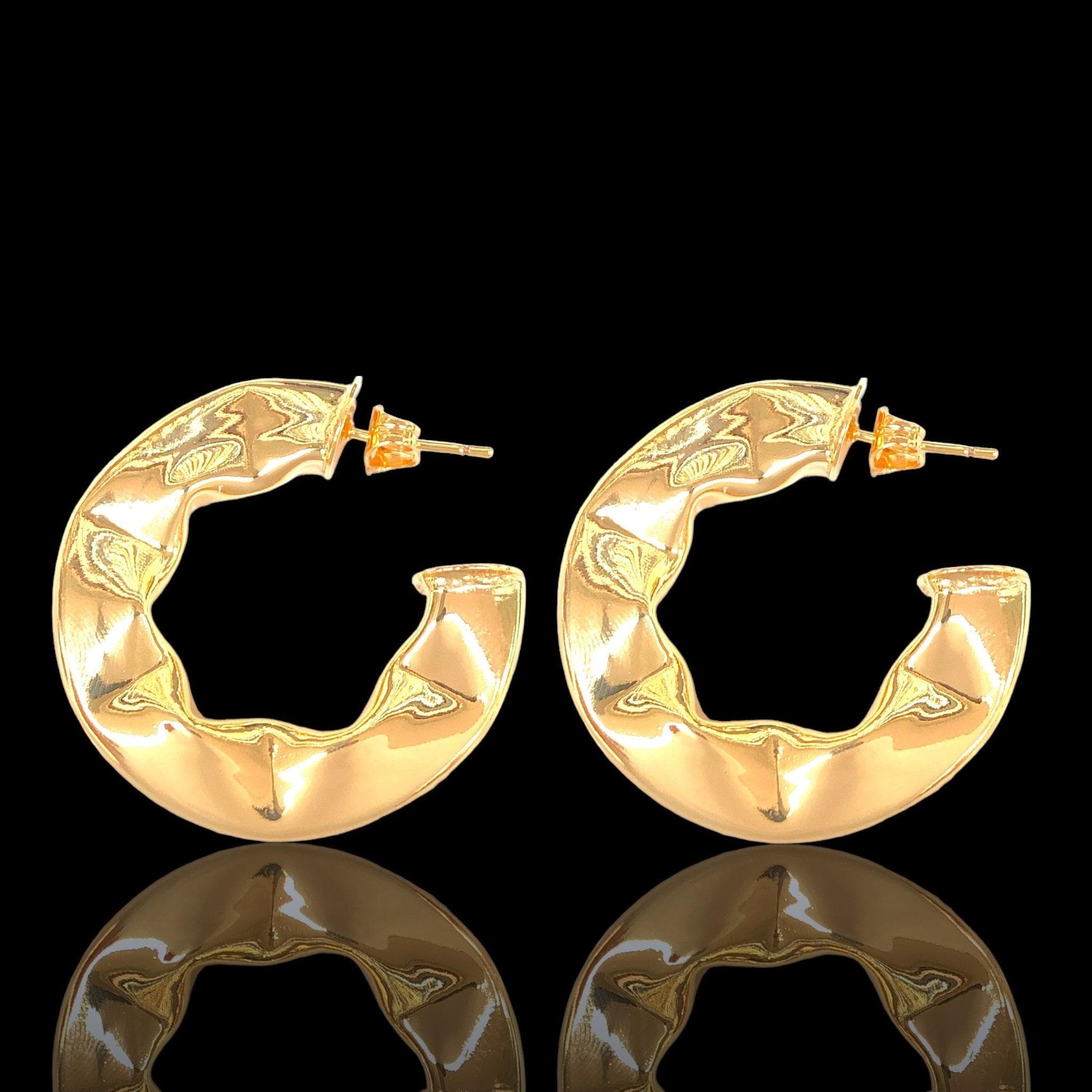 Oro Laminado Gold Filled Venetian Half Moon Hoop Earrings