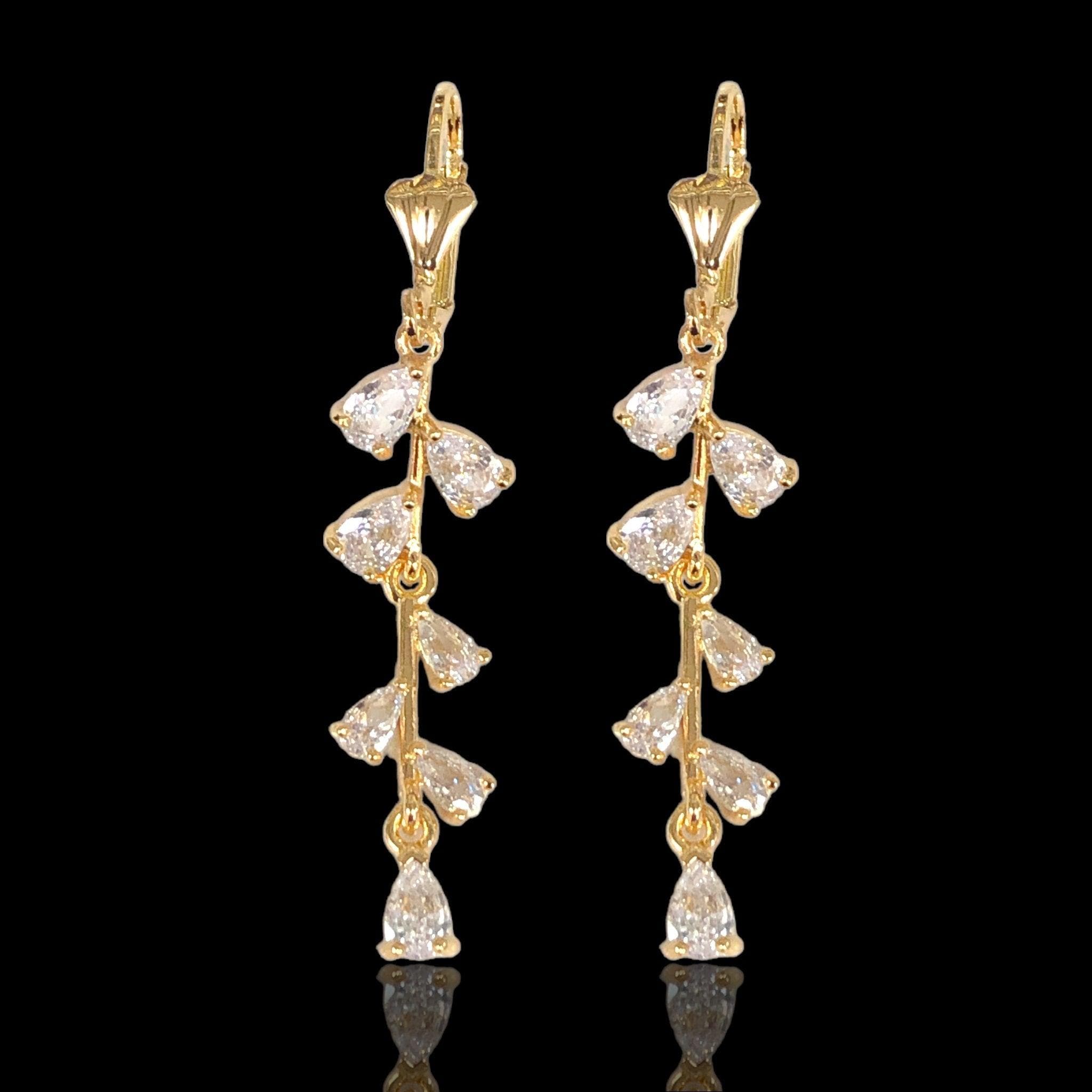 Oro Laminado Gold Filled Venetian Sparkling CZ Dangle Earrings