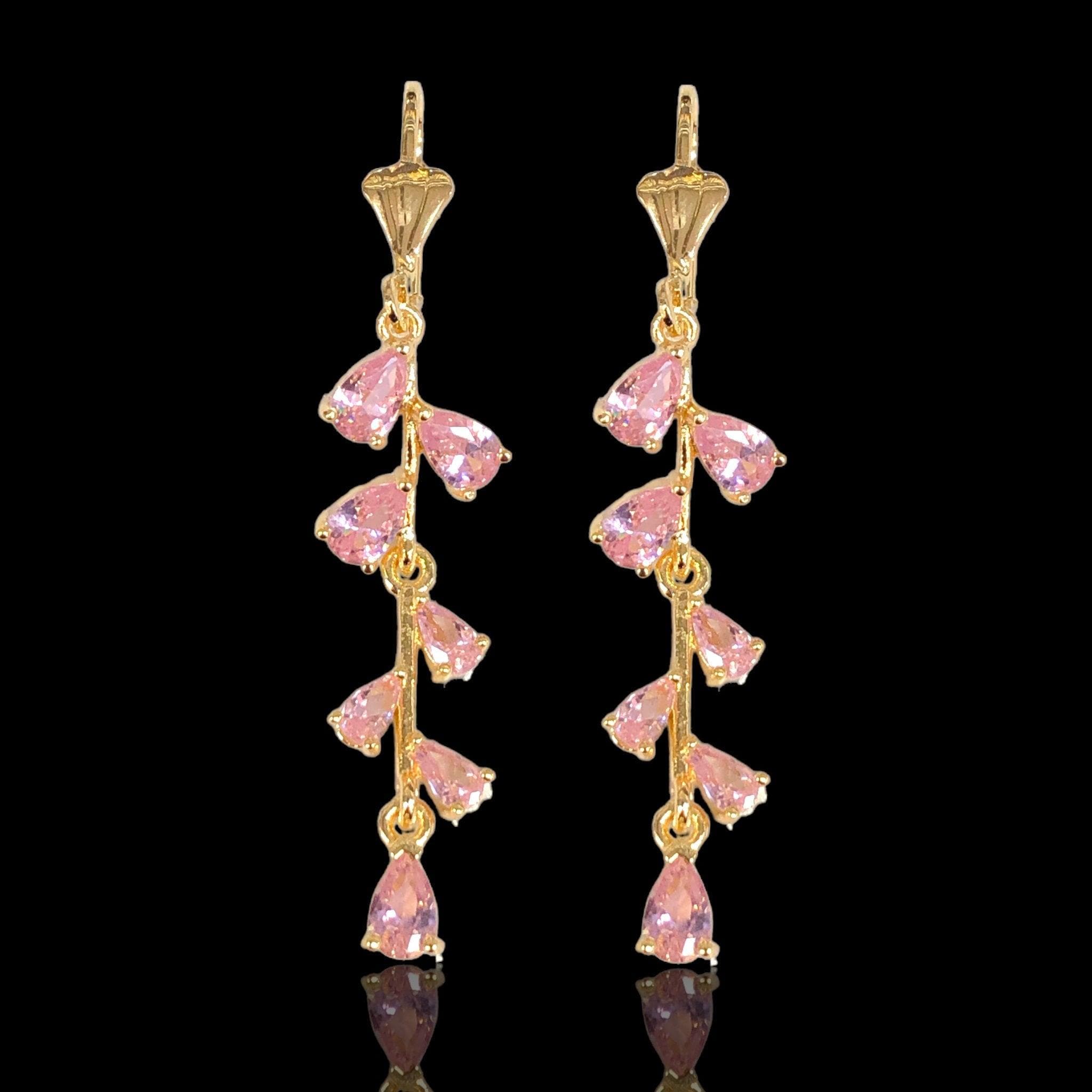Oro Laminado Gold Filled Venetian Sparkling CZ Dangle Earrings
