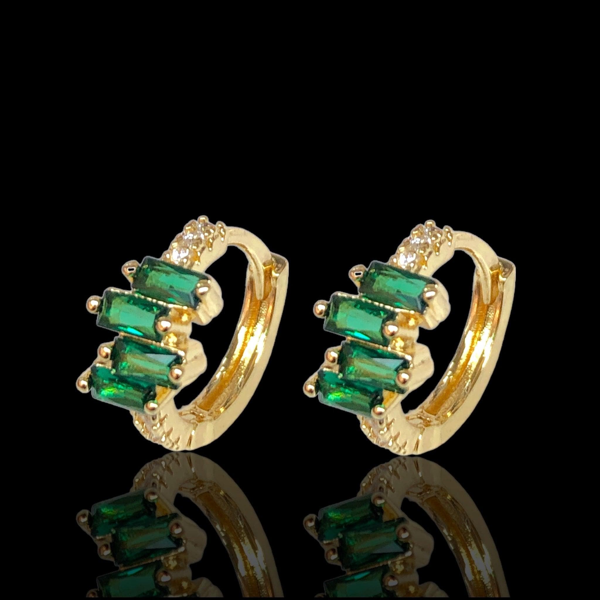 Oro Laminado Gold Filled Venice Baguette CZ Hoop Earrings