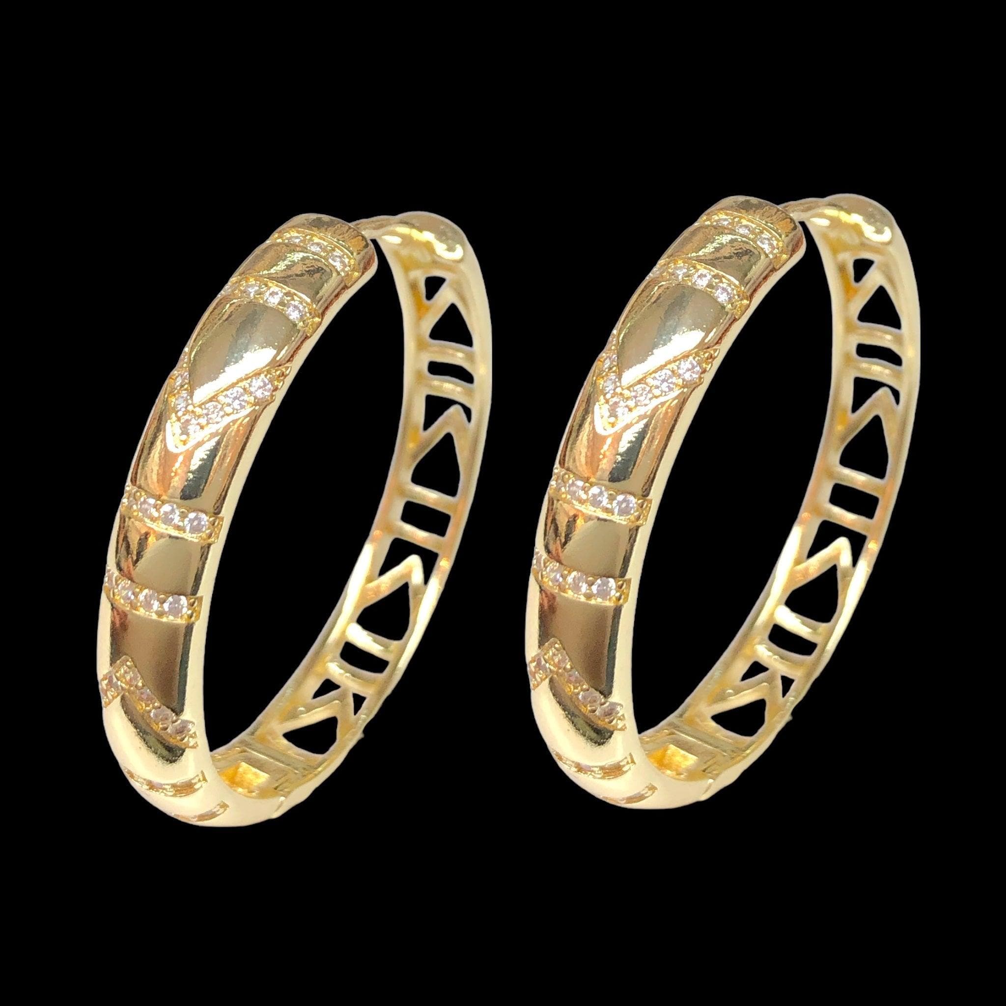 Oro Laminado Gold Filled Verona CZ Hoop Earrings