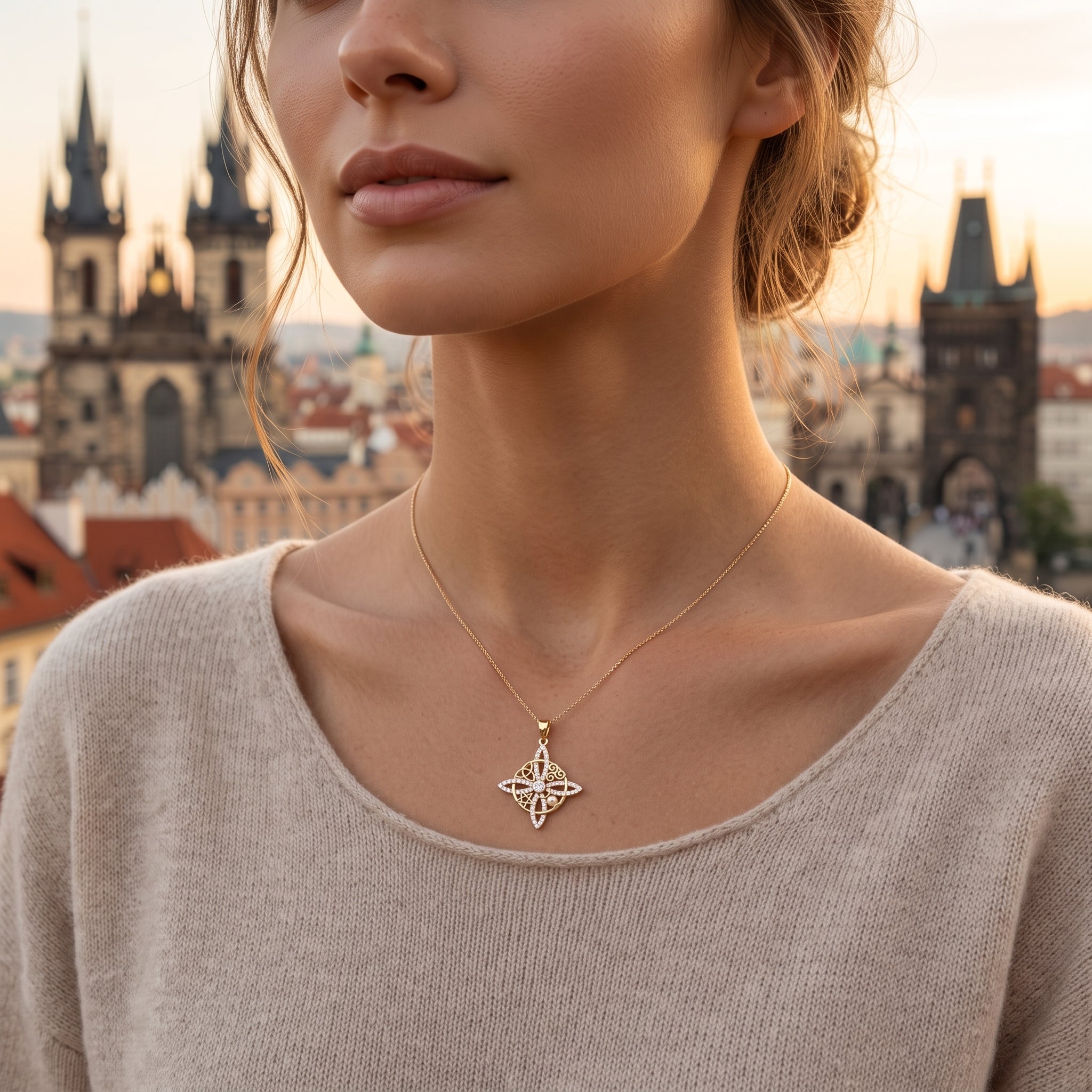 Oro Laminado Gold Filled Witch's Knot Elemental Pendant