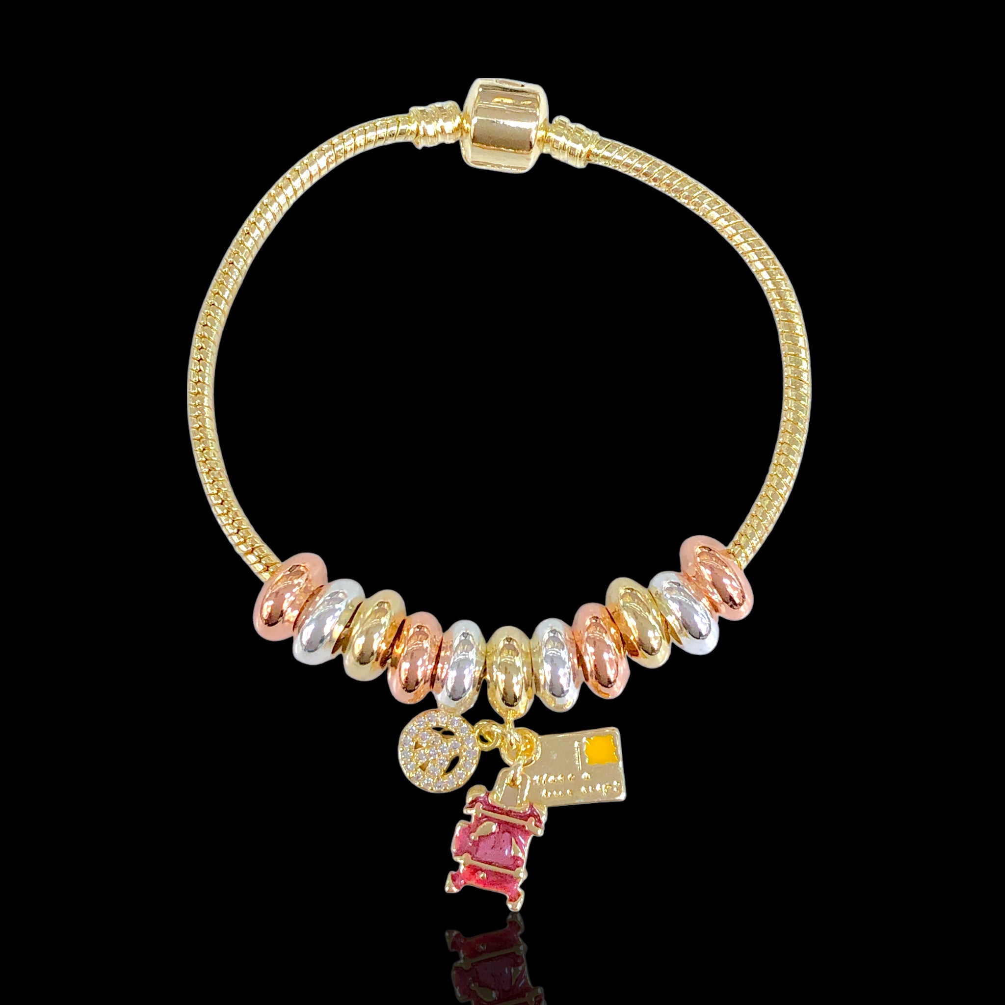 Oro Laminado Gold Filled World Peace Charms Bracelet