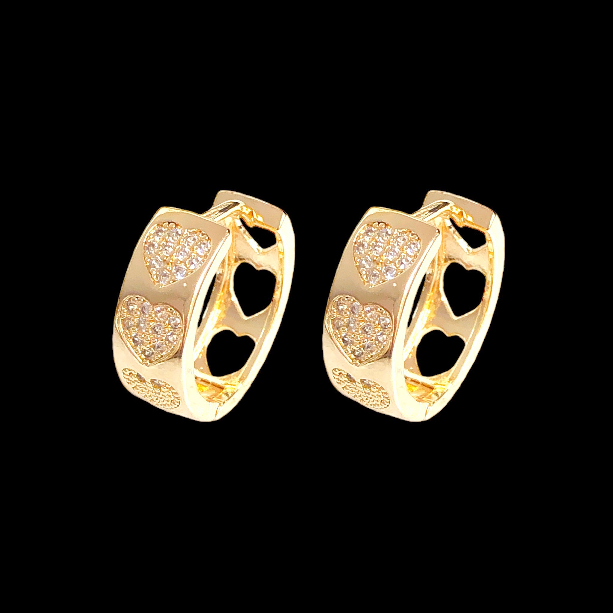 Oro Laminado Gold Filled Zara Heart Cubic Zirconia Hoop
