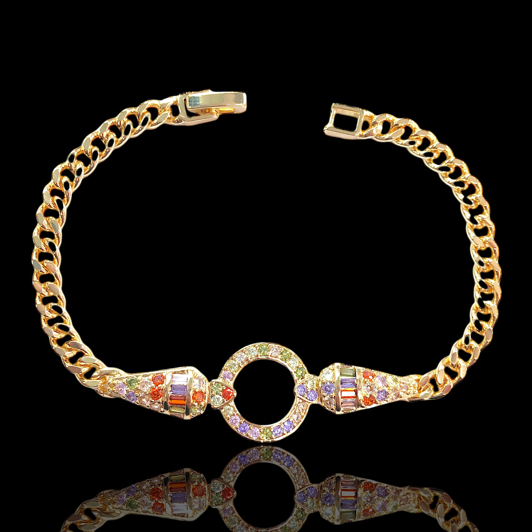 Oro Laminado Gold Filled Zurich Timeless Circle CZ Bracelet