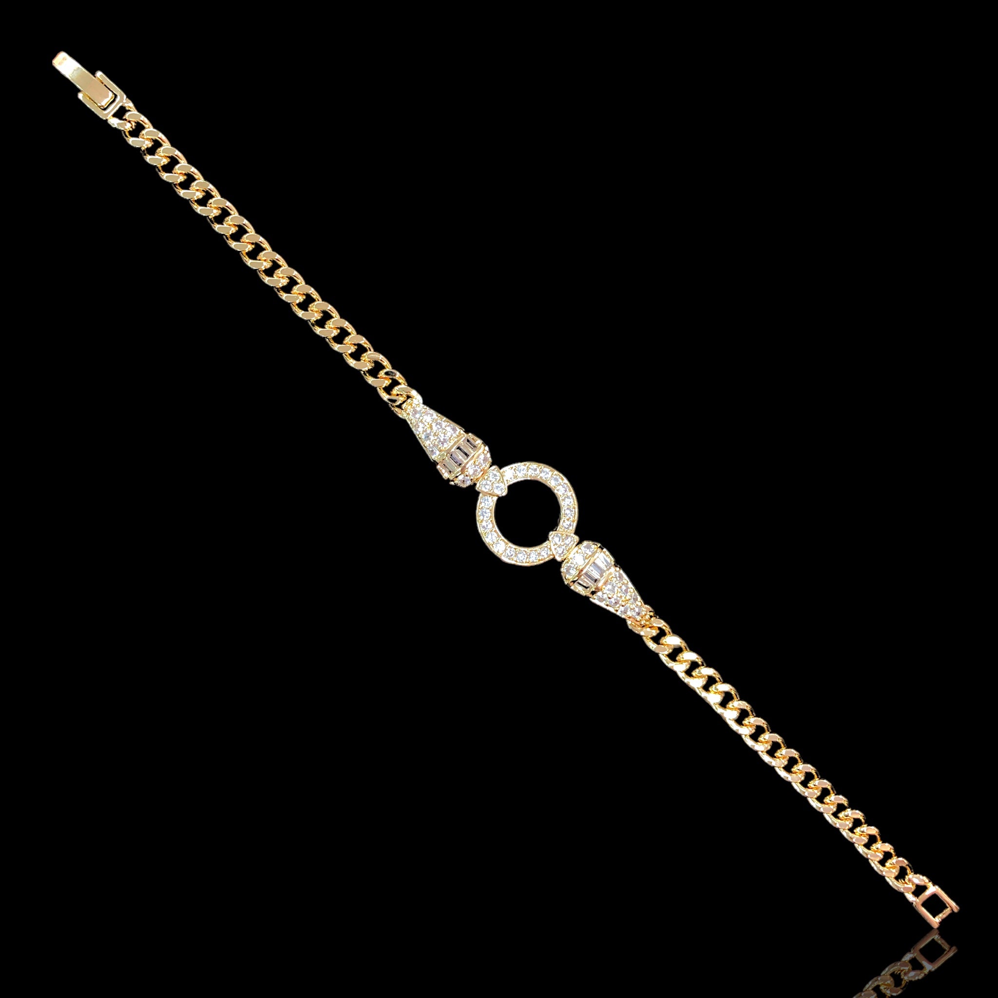 Oro Laminado Gold Filled Zurich Timeless Circle CZ Bracelet