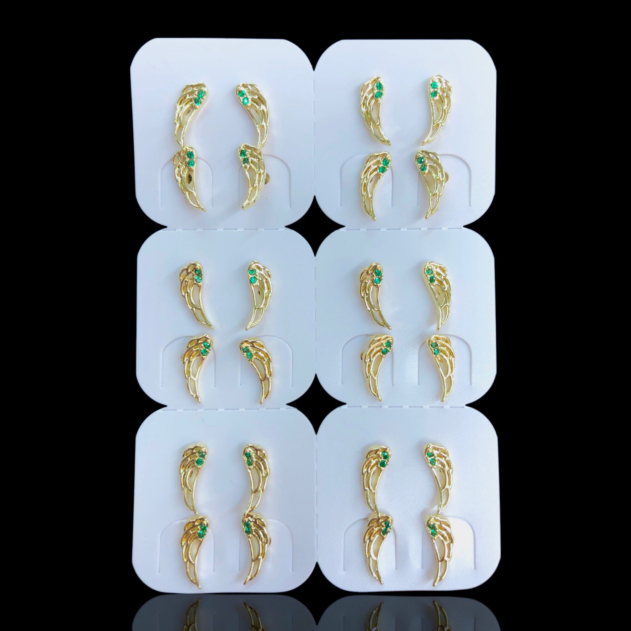 Oro Laminado Gold Mini Angel Wing Stud Earrings (Pack of 12)