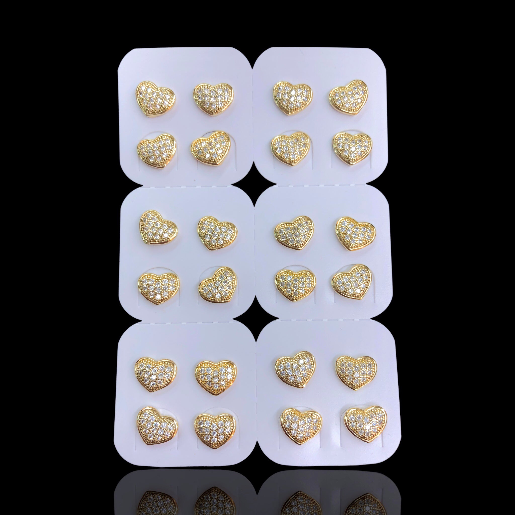 Oro Laminado Gold Mini Cupid Heart Stud Earrings (Pack of 12)