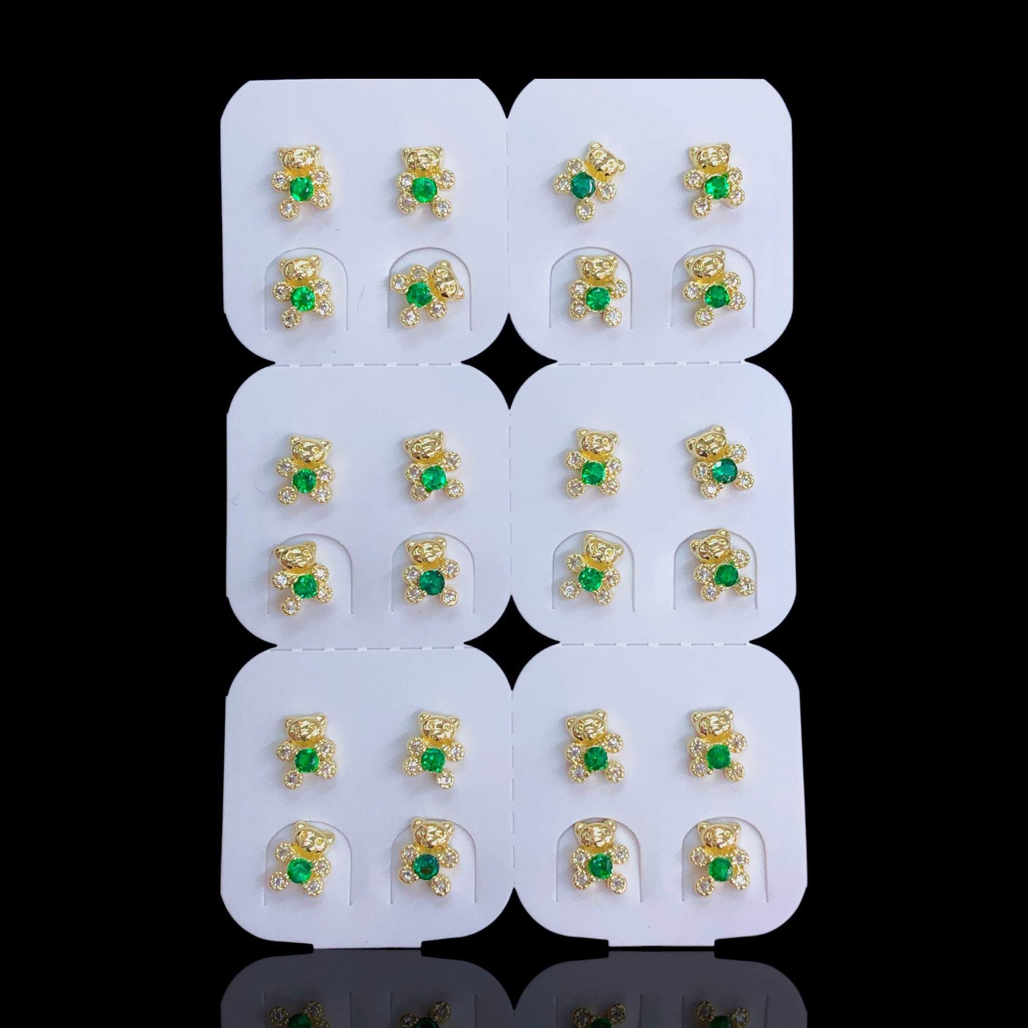 Oro Laminado Gold Mini Teddy Bear Stud Earrings (Pack of 12)