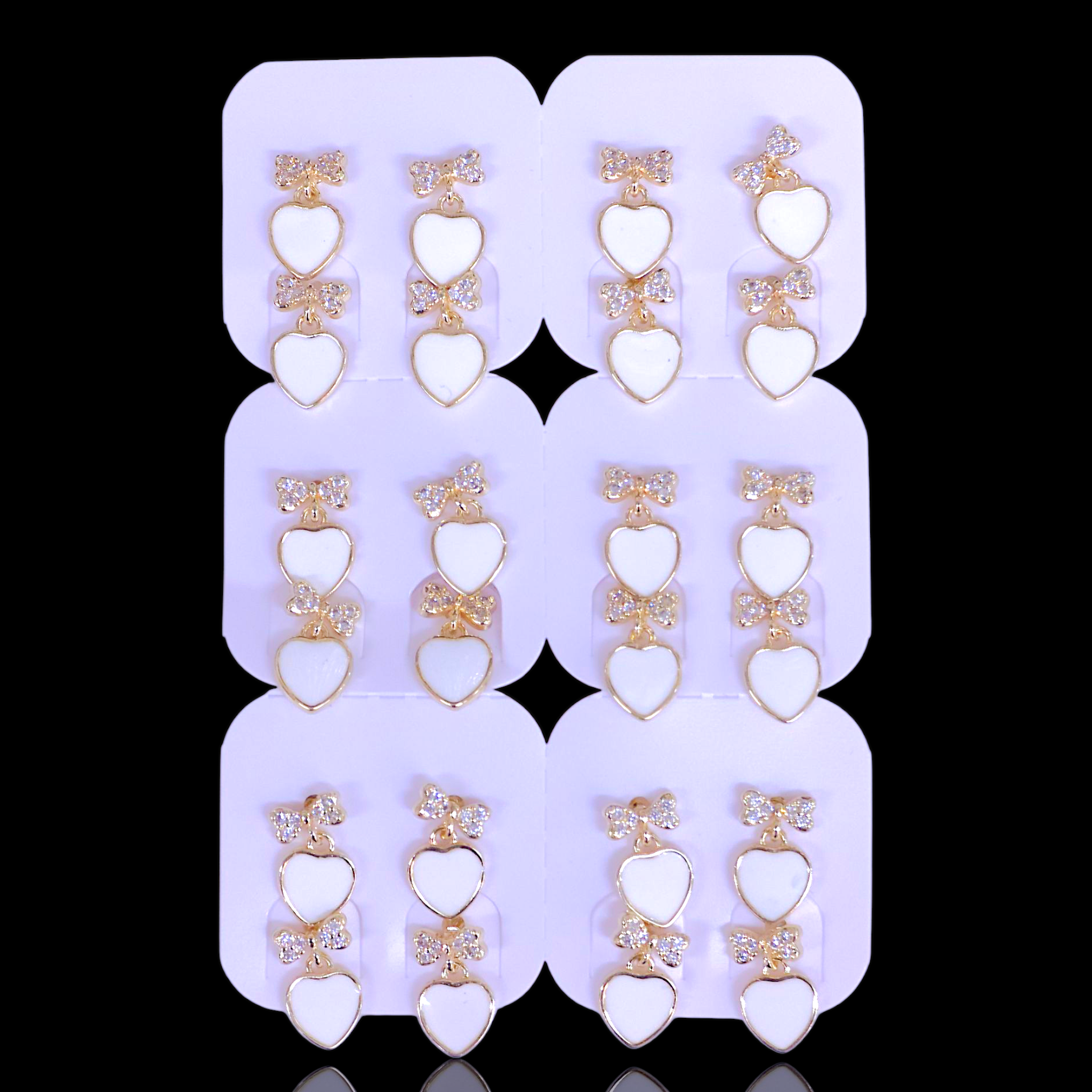 Oro Laminado Heart of Athens Dangle Stud Earrings (Pack of 12)