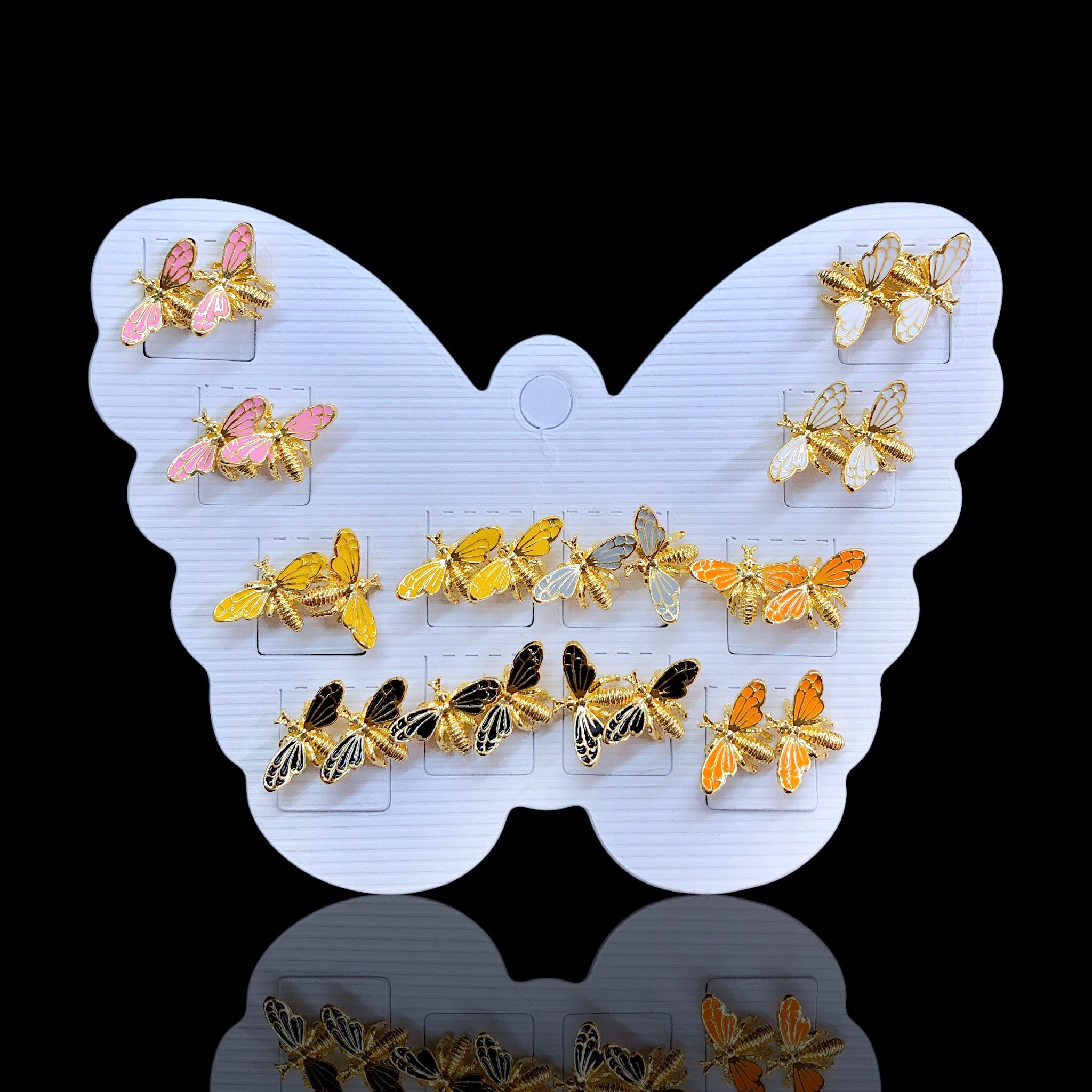 Oro Laminado Honey Bee Stud Earrings (Pack of 12)