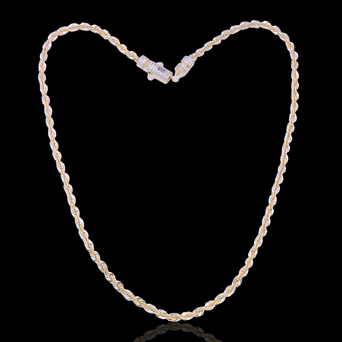 Oro Laminado Milano Rope Chain Necklace w/ Monaco Clasp