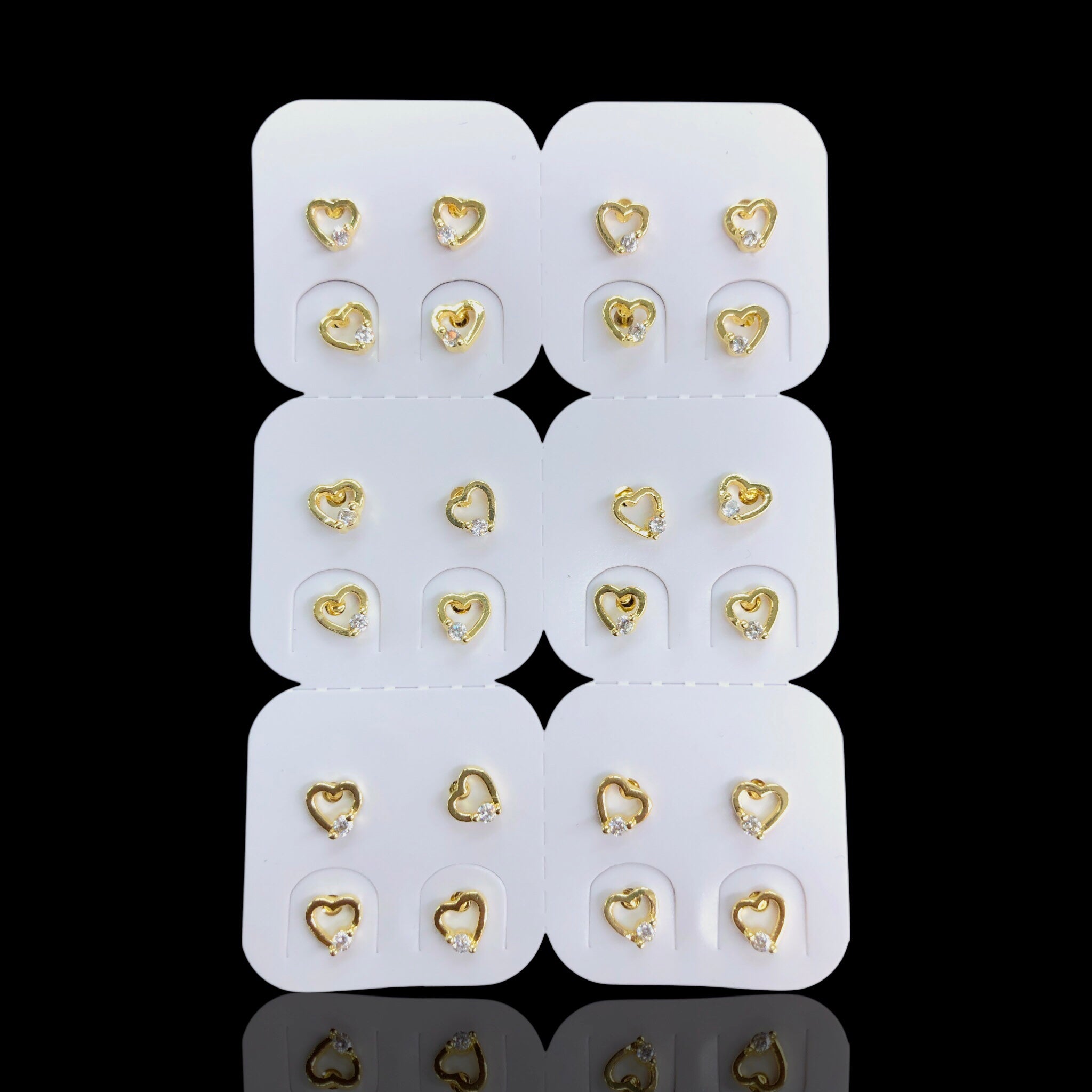 Oro Laminado Mini Heart of Venice Stud Earrings (Pack of 12)