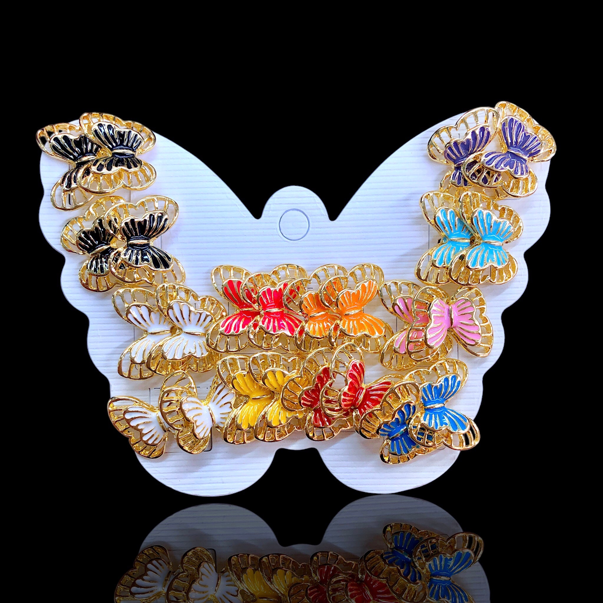 Oro Laminado Monarch Butterfly Stud Earrings (Pack of 12)