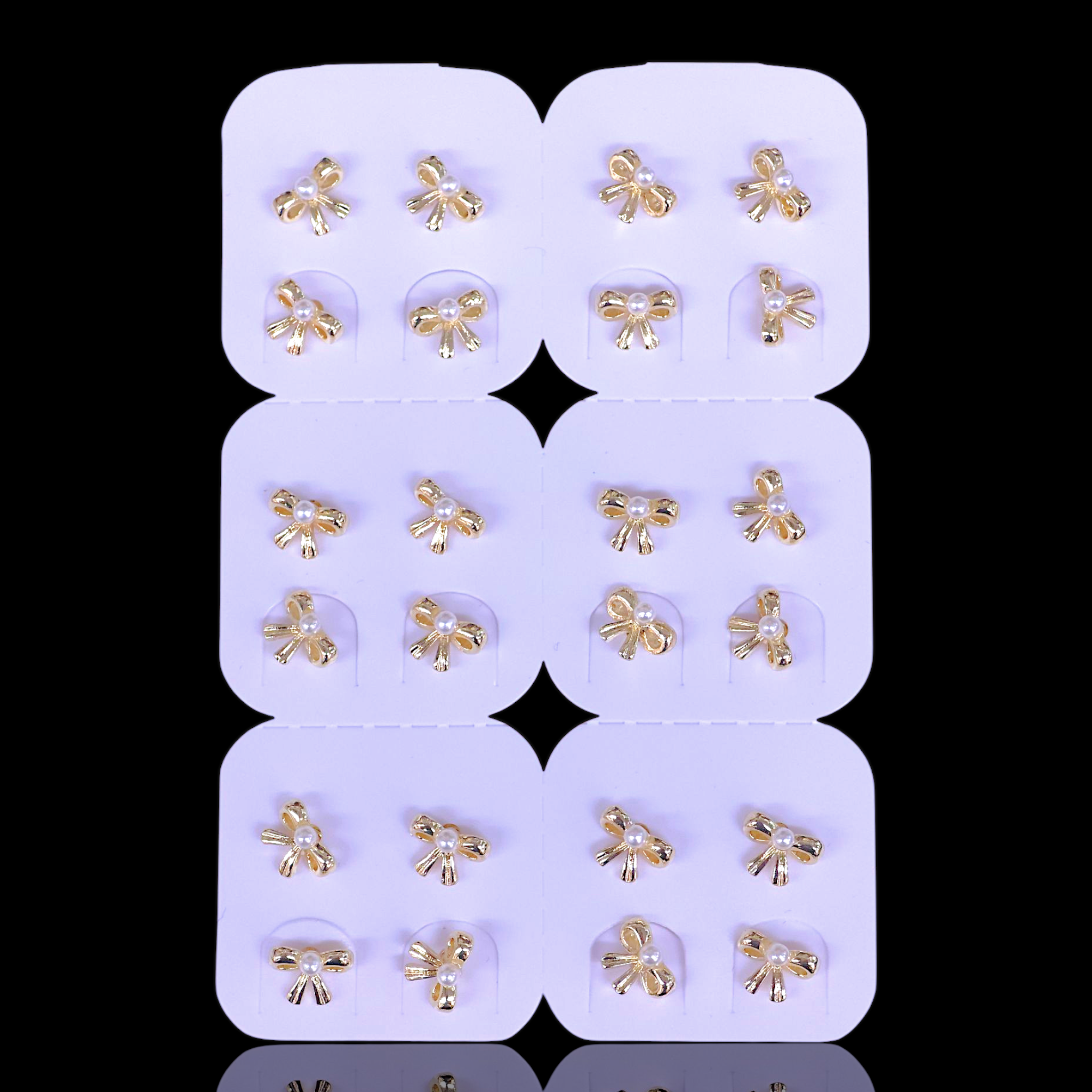 Oro Laminado Pearl Ribbon Mini Stud Earrings (Pack of 12)