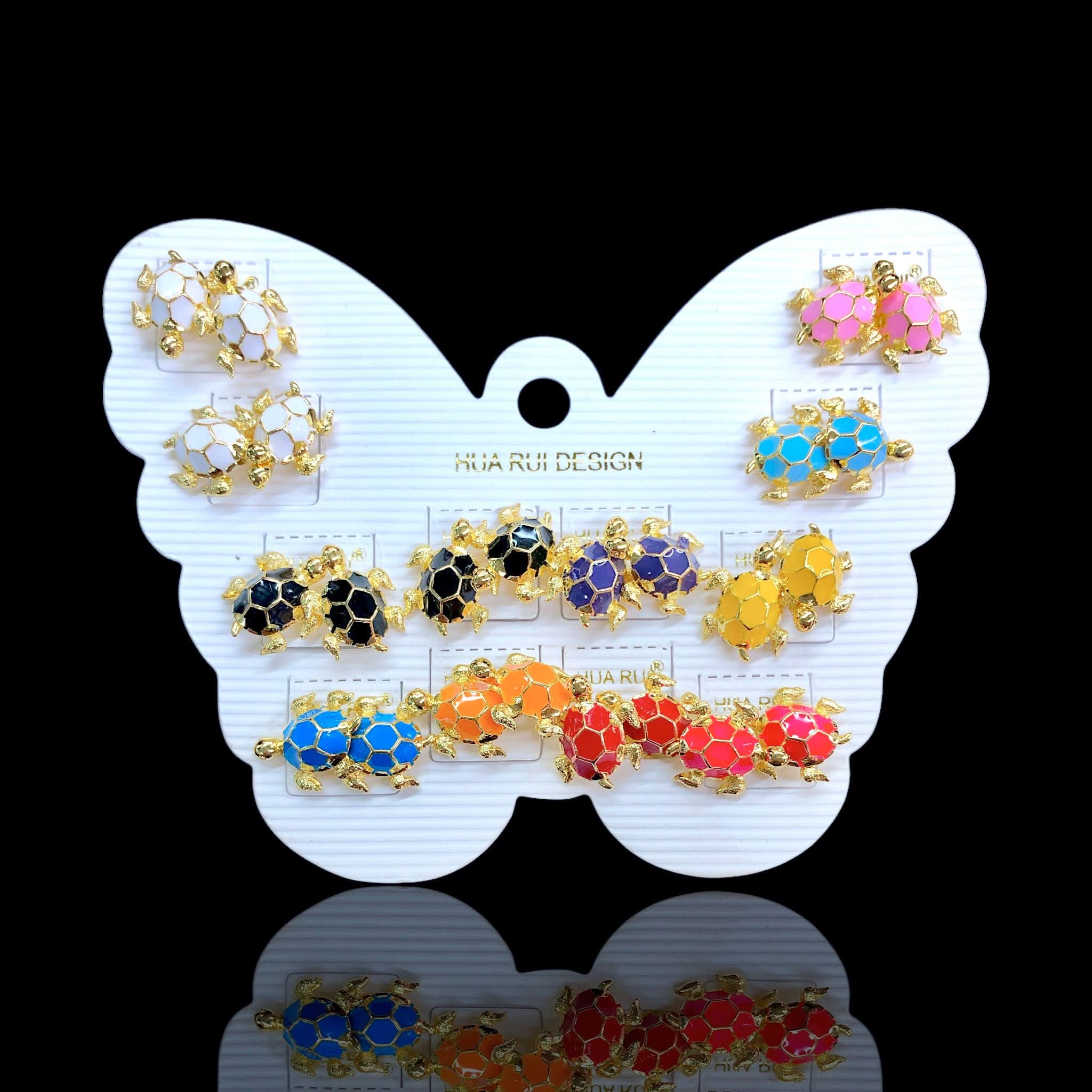 Oro Laminado Sea Turtle Stud Earrings (Pack of 12)