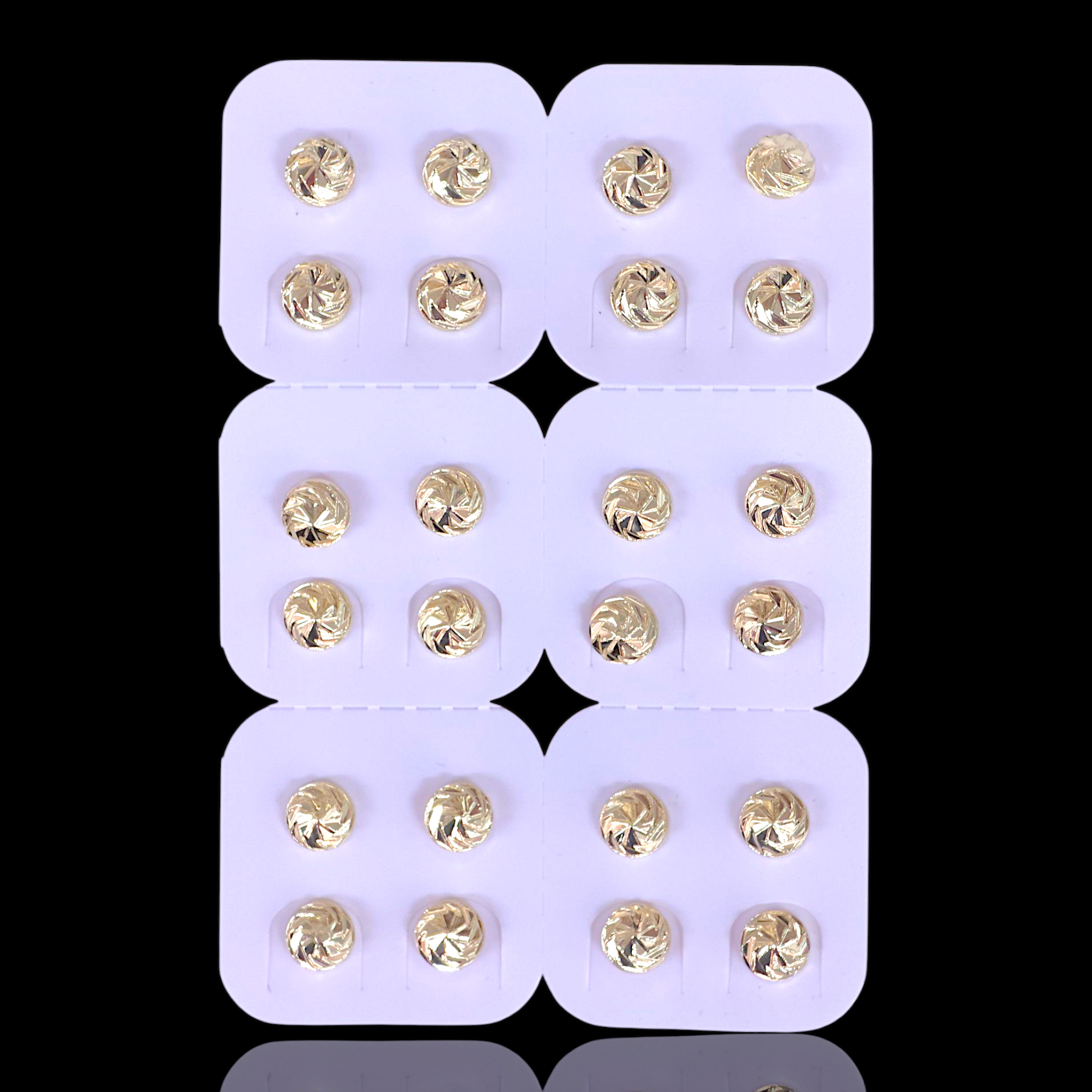 Oro Laminado Spiral Diamond Cut Mini Stud Earrings (Pack of 12)