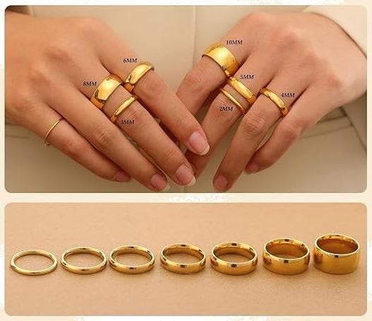 Oro Laminado Stainless Steel 2mm Classic Gold Band Ring