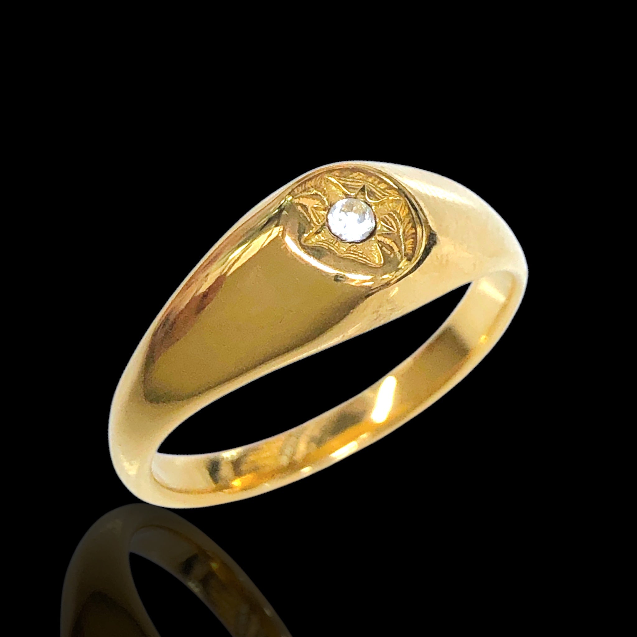 Oro Laminado Stainless Steel High Polish North Star Ring