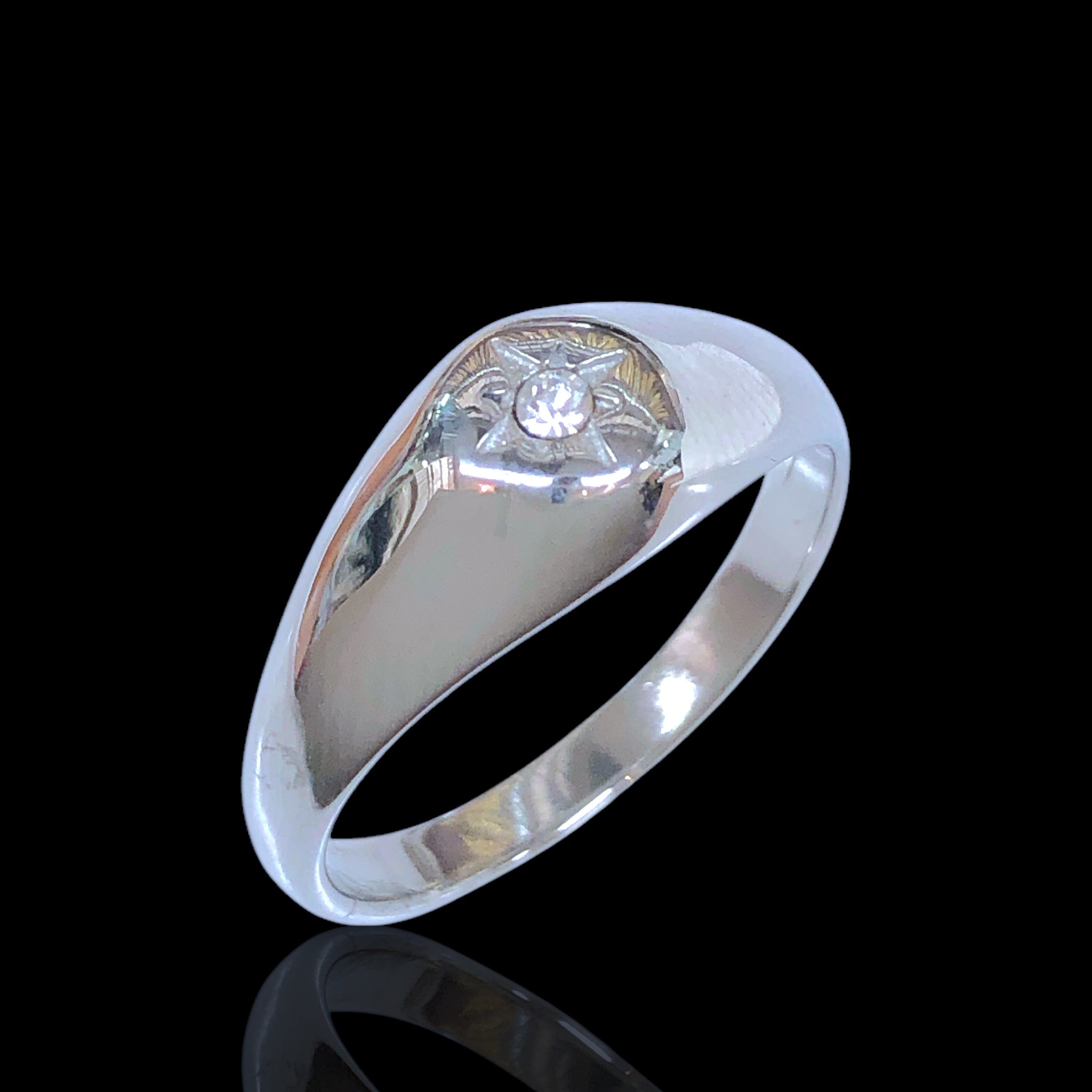 Oro Laminado Stainless Steel High Polish North Star Ring