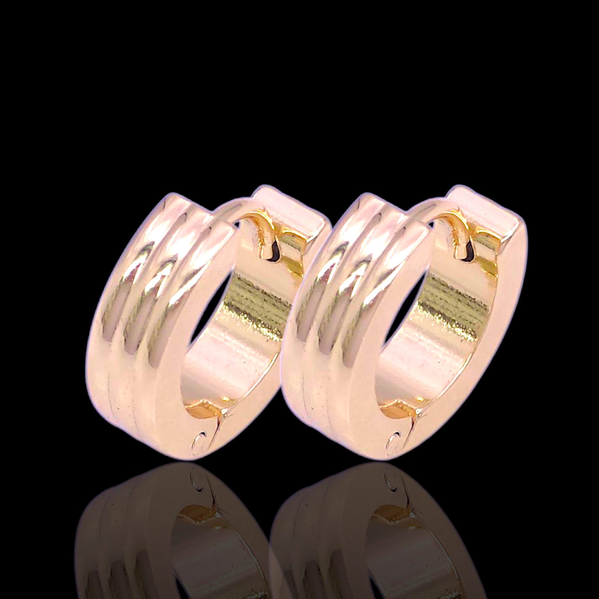 Oro Laminado Stainless Steel Mini Trifecta Hoop Earrings