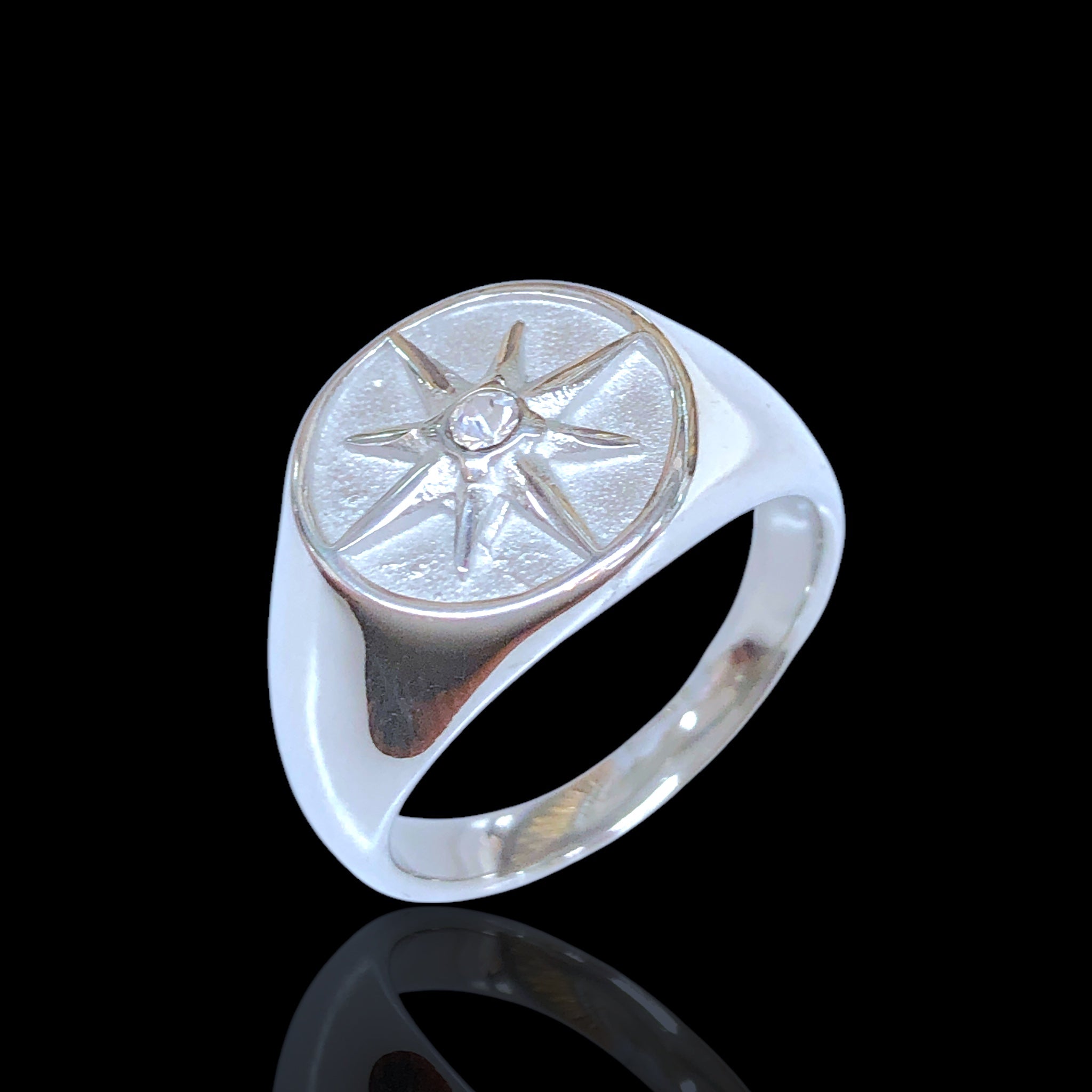Oro Laminado Stainless Steel Solar Flare Celestial Ring