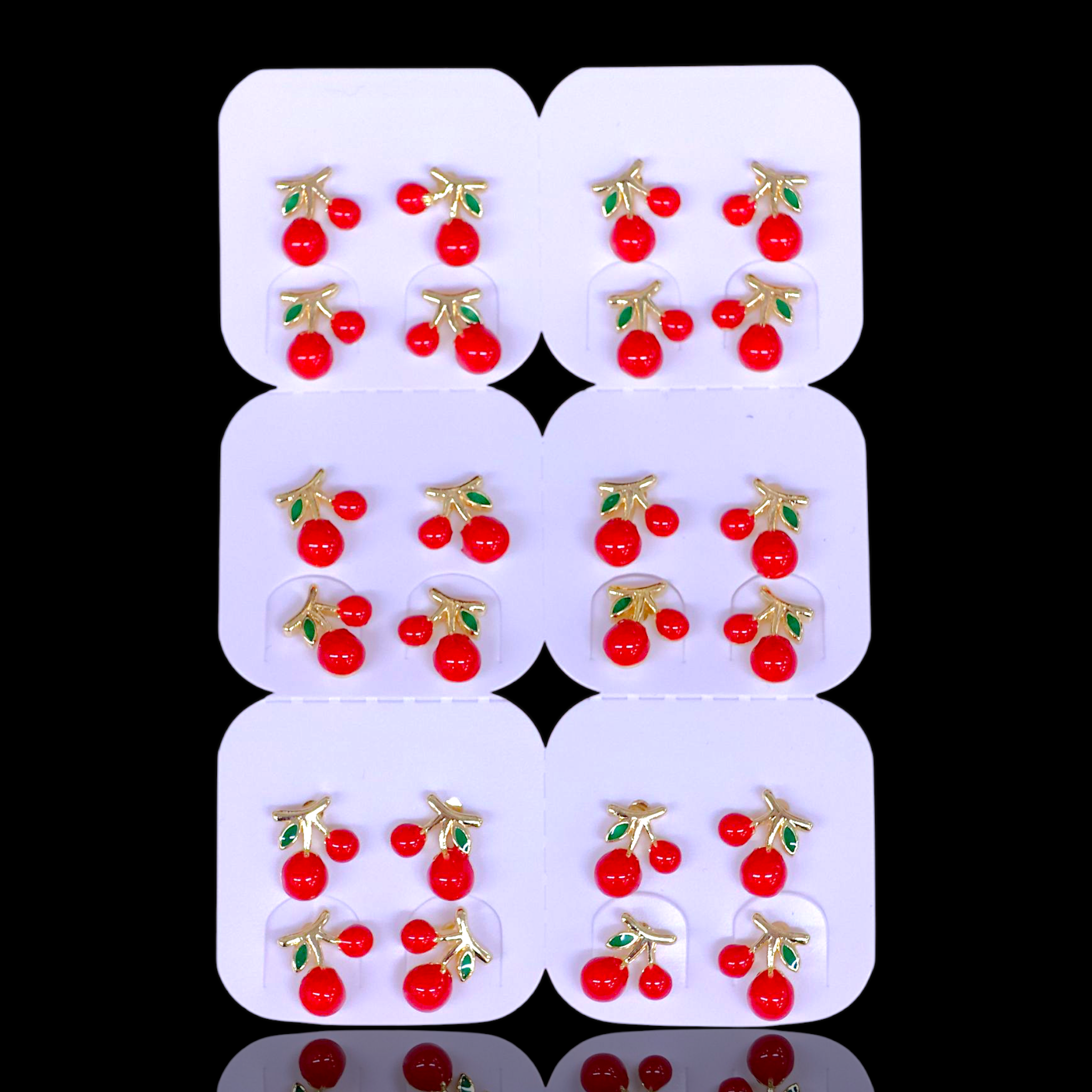 Oro Laminado Sweet Cherry Stud Earrings (Pack of 12)