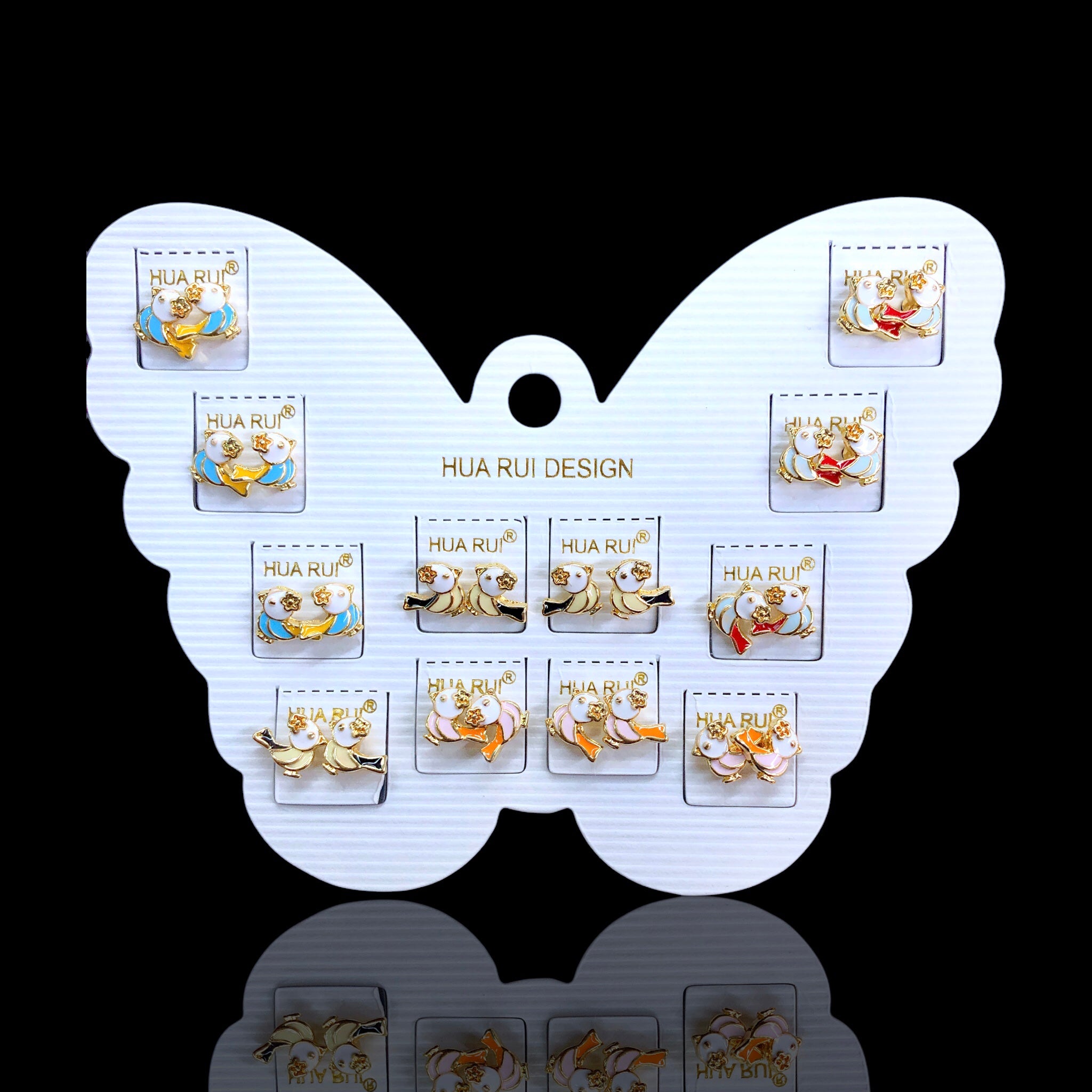 Oro Laminado Tiny Baby Bird Stud Earrings (Pack of 12)